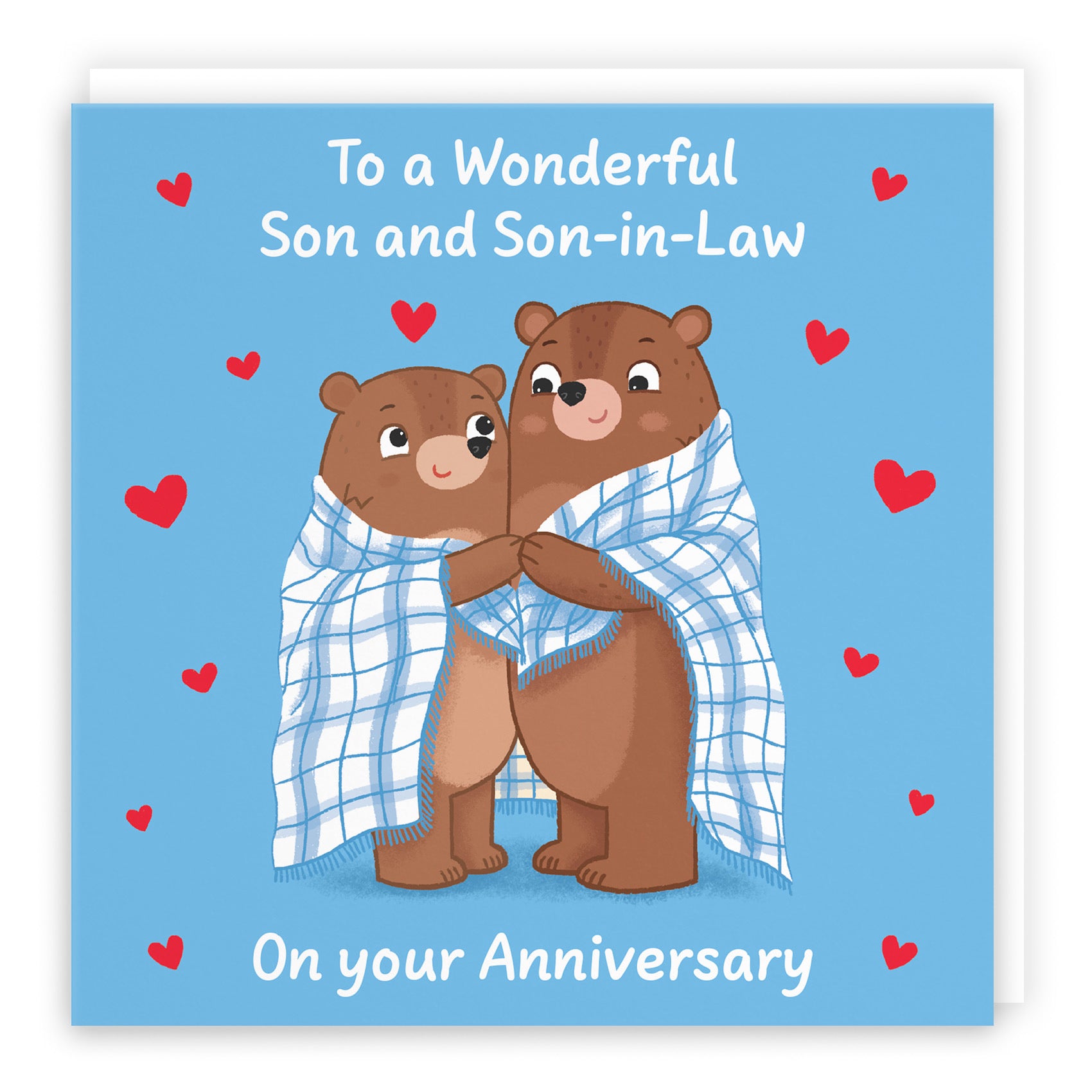 Son And Son In Law Anniversary Card Snuggly Bears Love Story - Default Title (B0DHW8W466)