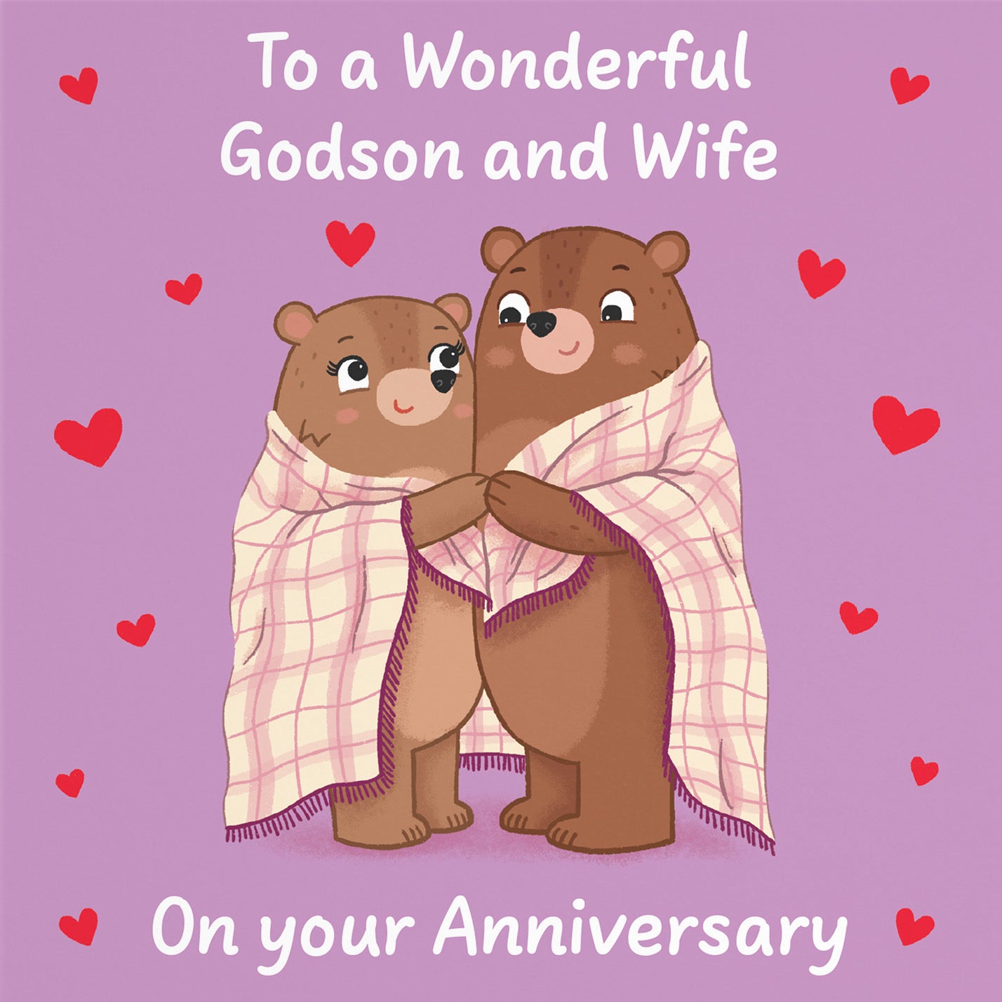 Godson And Wife Anniversary Card Snuggly Bears Love Story - Default Title (B0DHW8W9YZ)