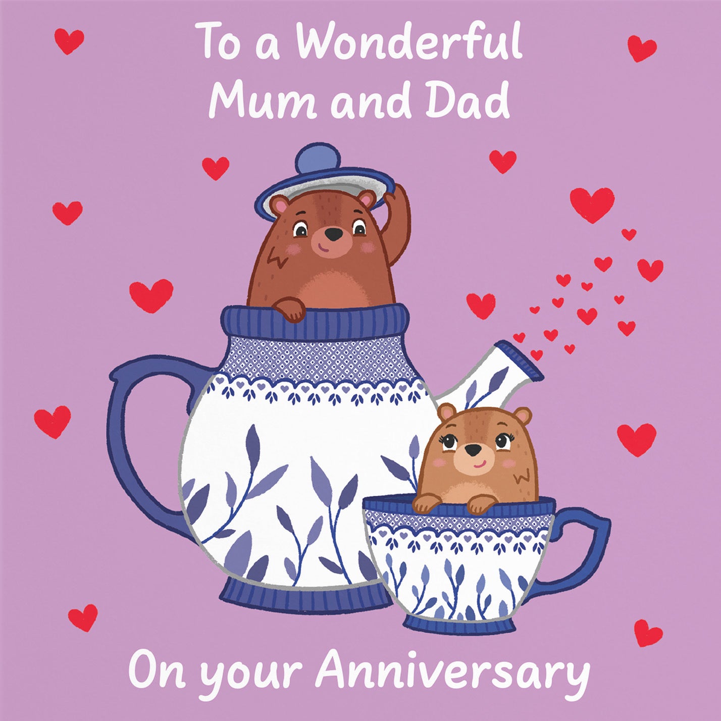 Mum And Dad Anniversary Card Teapot Love Story - Default Title (B0DHW8XPCH)