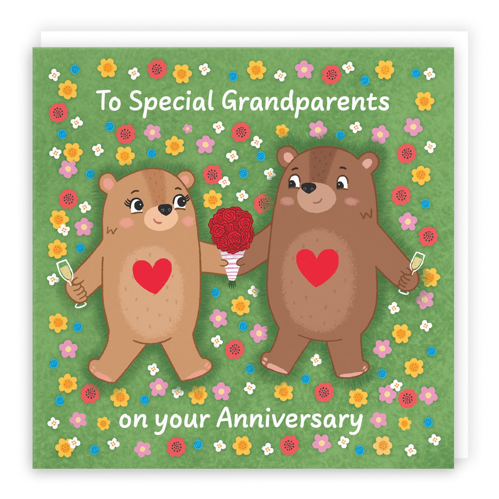 Grandparents Anniversary Card Flowery Bears Love Story - Default Title (B0DHW91LMT)