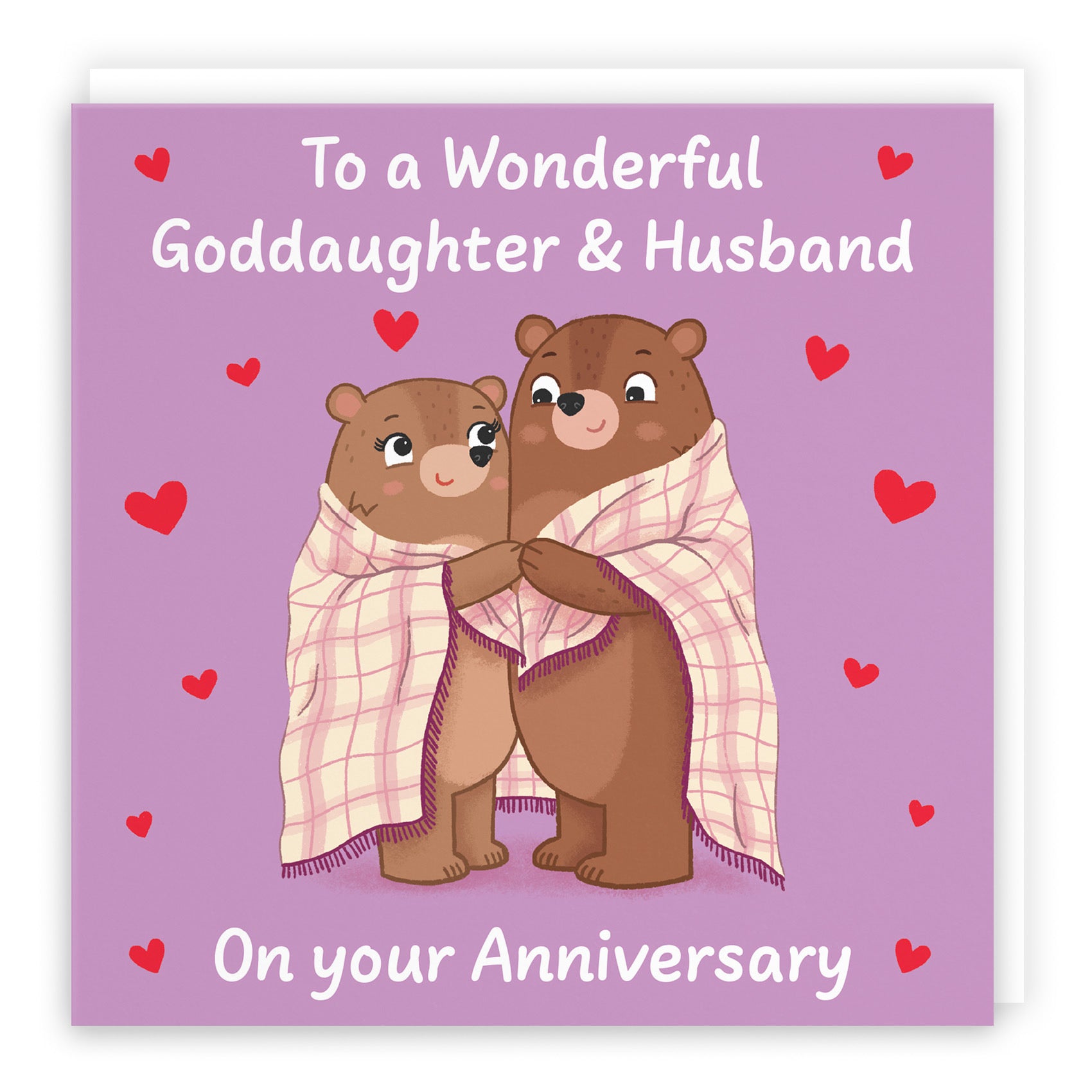 Goddaughter And Husband Anniversary Card Snuggly Bears Love Story - Default Title (B0DHW936PR)