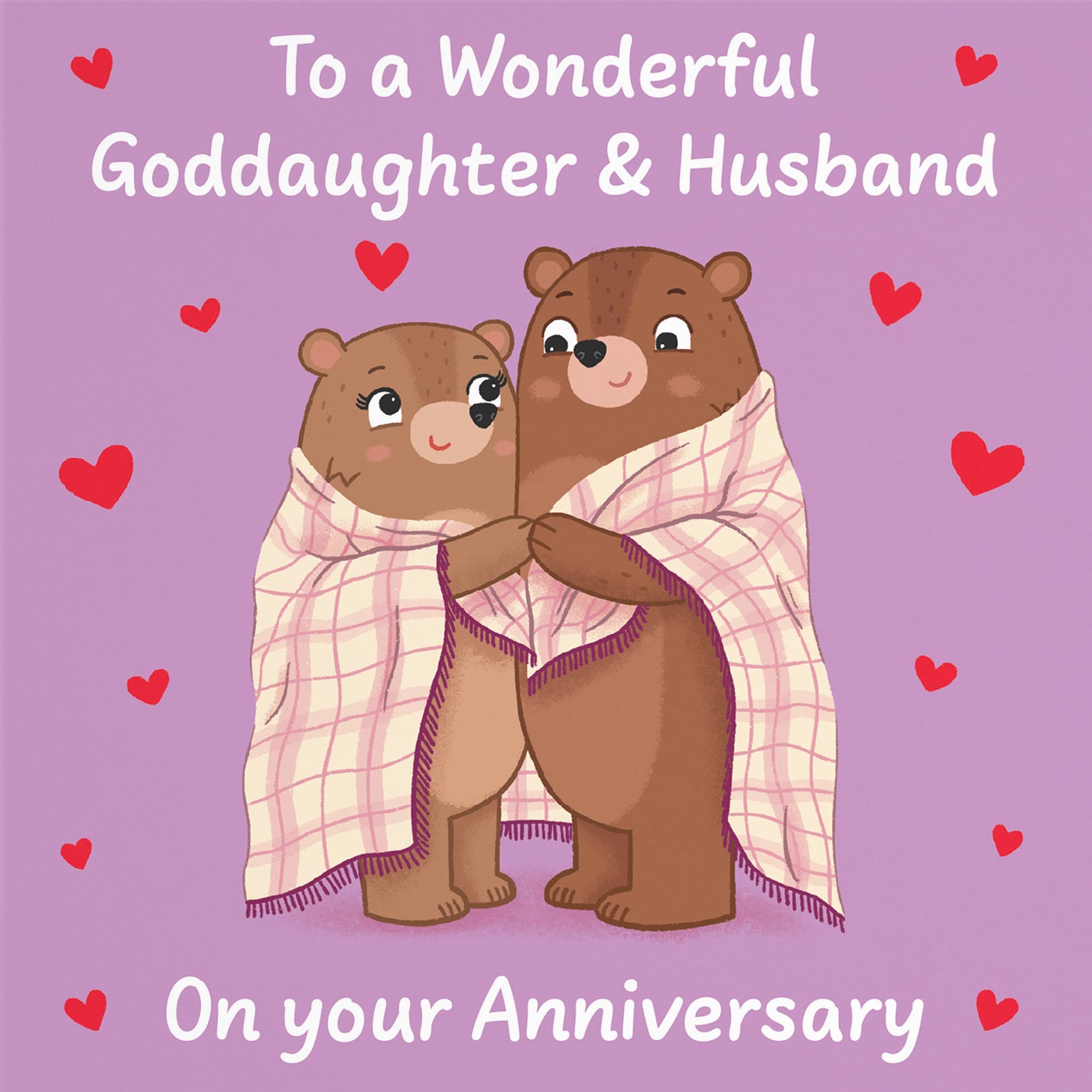 Goddaughter And Husband Anniversary Card Snuggly Bears Love Story - Default Title (B0DHW936PR)