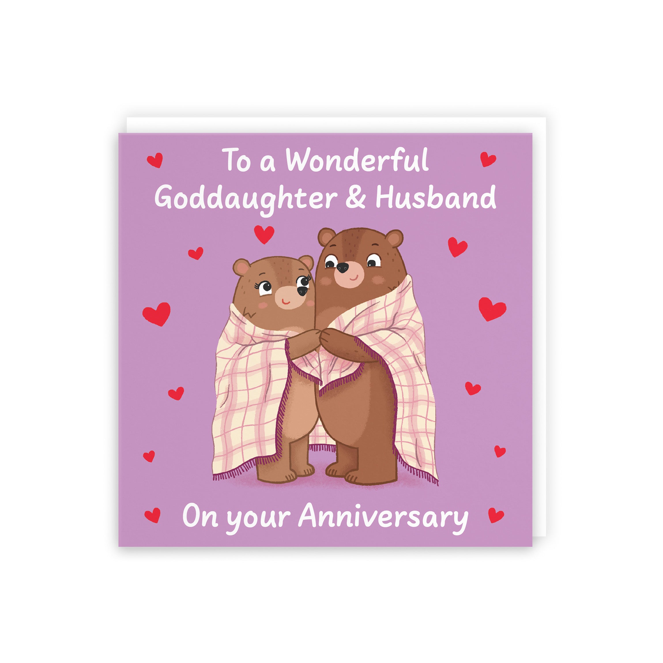 Goddaughter And Husband Anniversary Card Snuggly Bears Love Story - Default Title (B0DHW936PR)