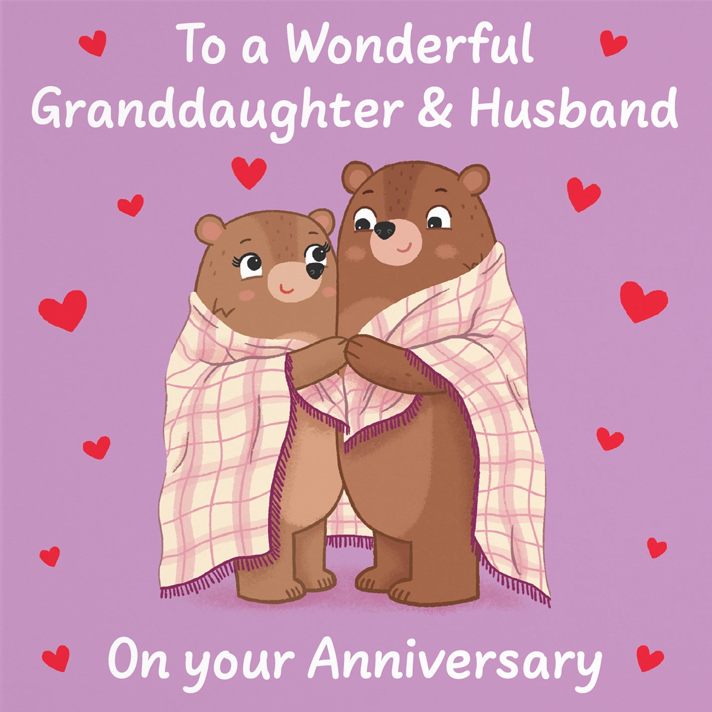 Granddaughter And Husband Anniversary Card Snuggly Bears Love Story - Default Title (B0DHW93Z3K)