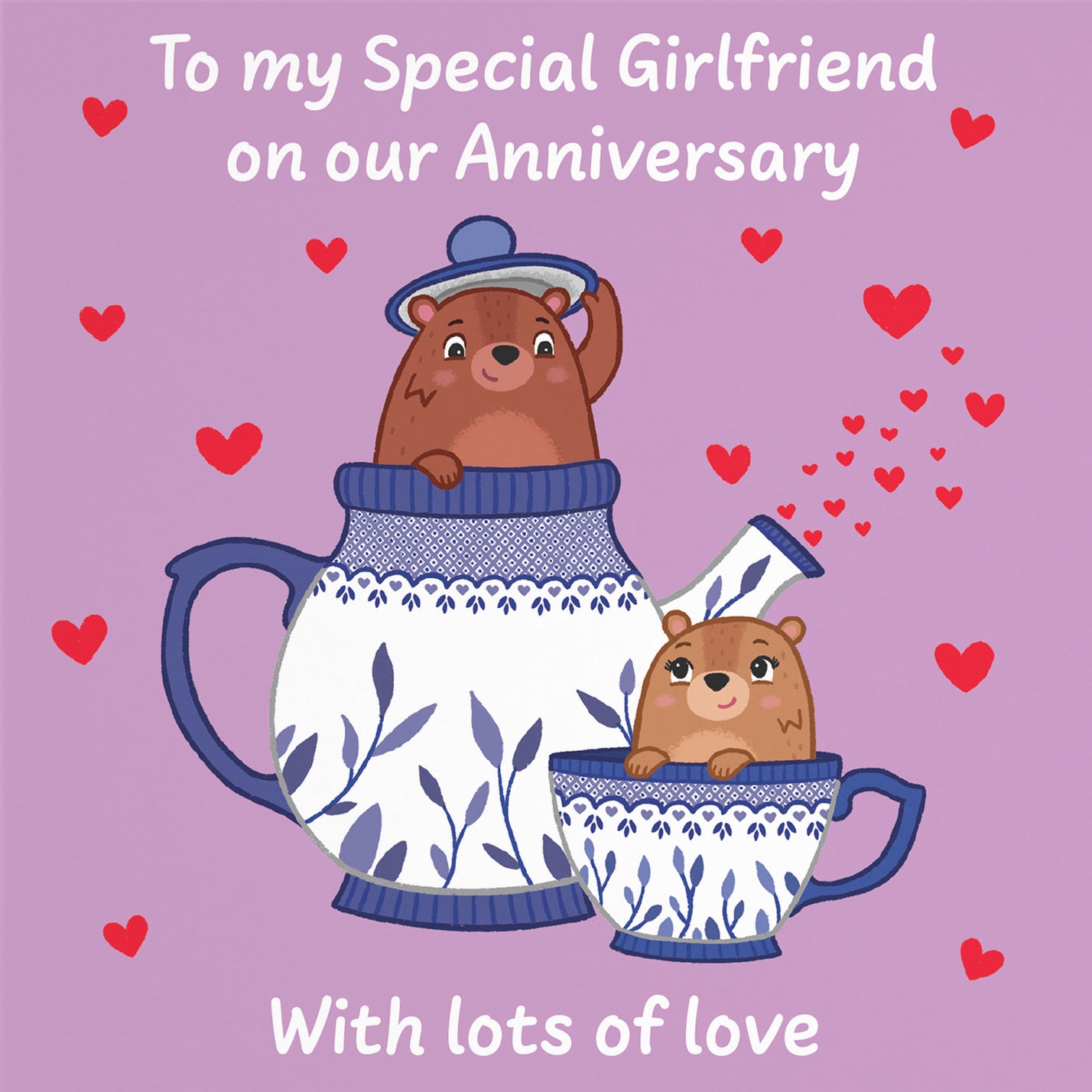 Girlfriend Anniversary Card Teapot Love Story - Default Title (B0DHW94Z2G)