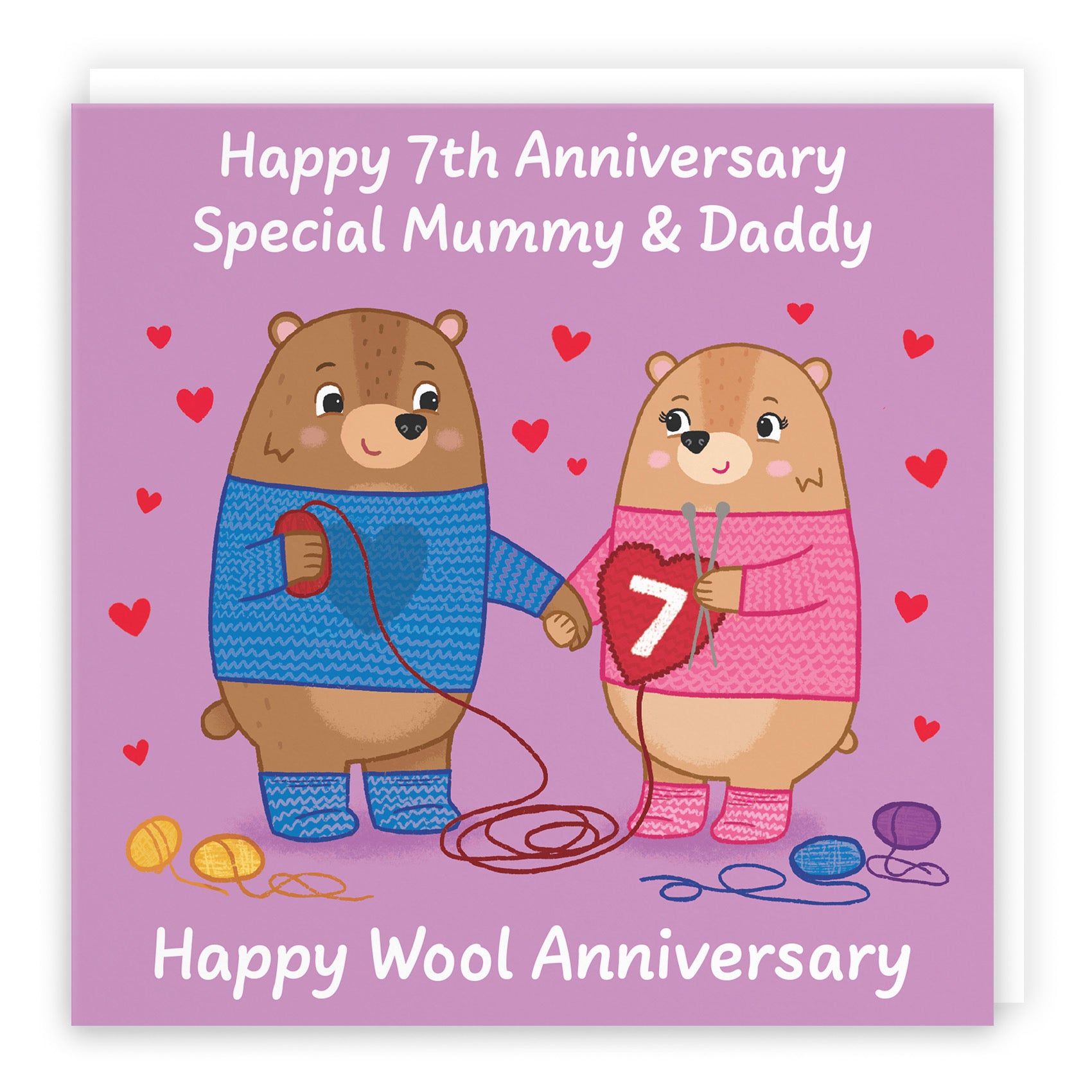 7th Mummy And Daddy Anniversary Card Love Story - Default Title (B0DHW97HDT)