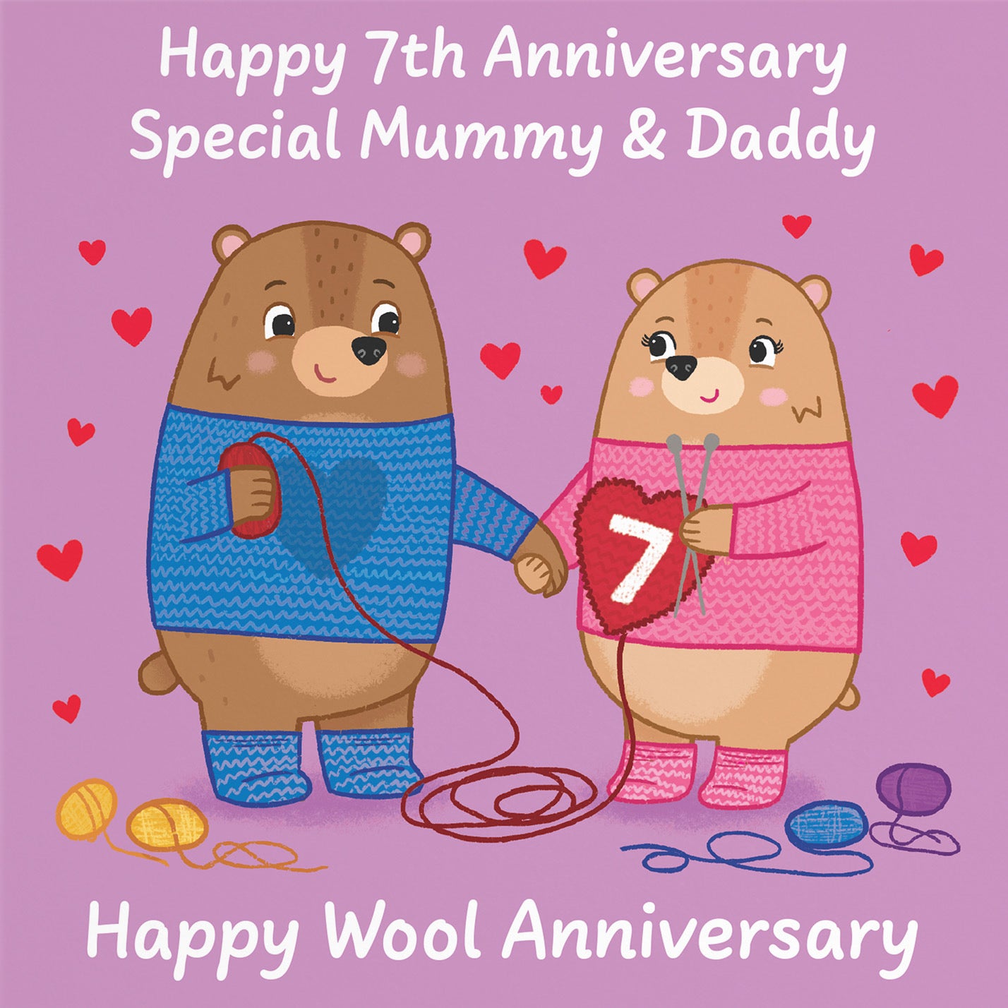 7th Mummy And Daddy Anniversary Card Love Story - Default Title (B0DHW97HDT)