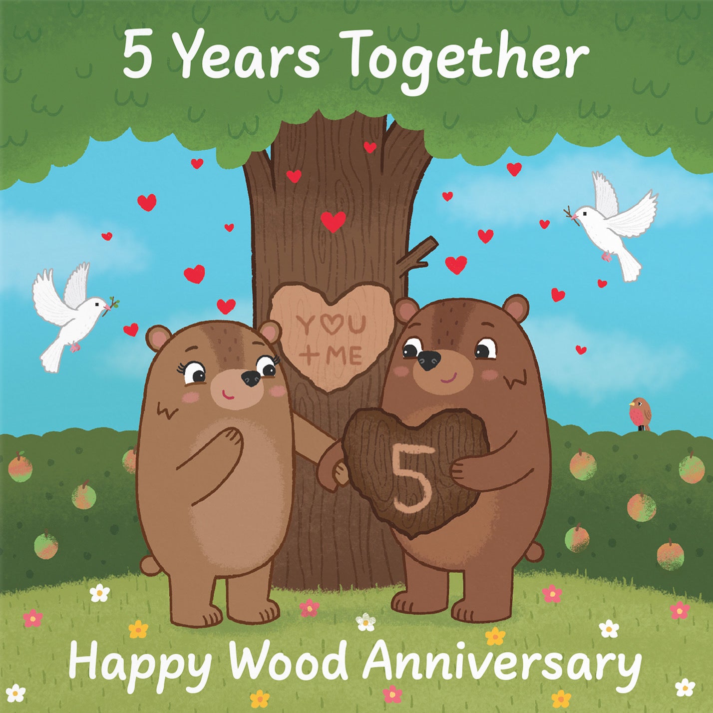 5th Anniversary Card Love Story - Default Title (B0DHW9913L)