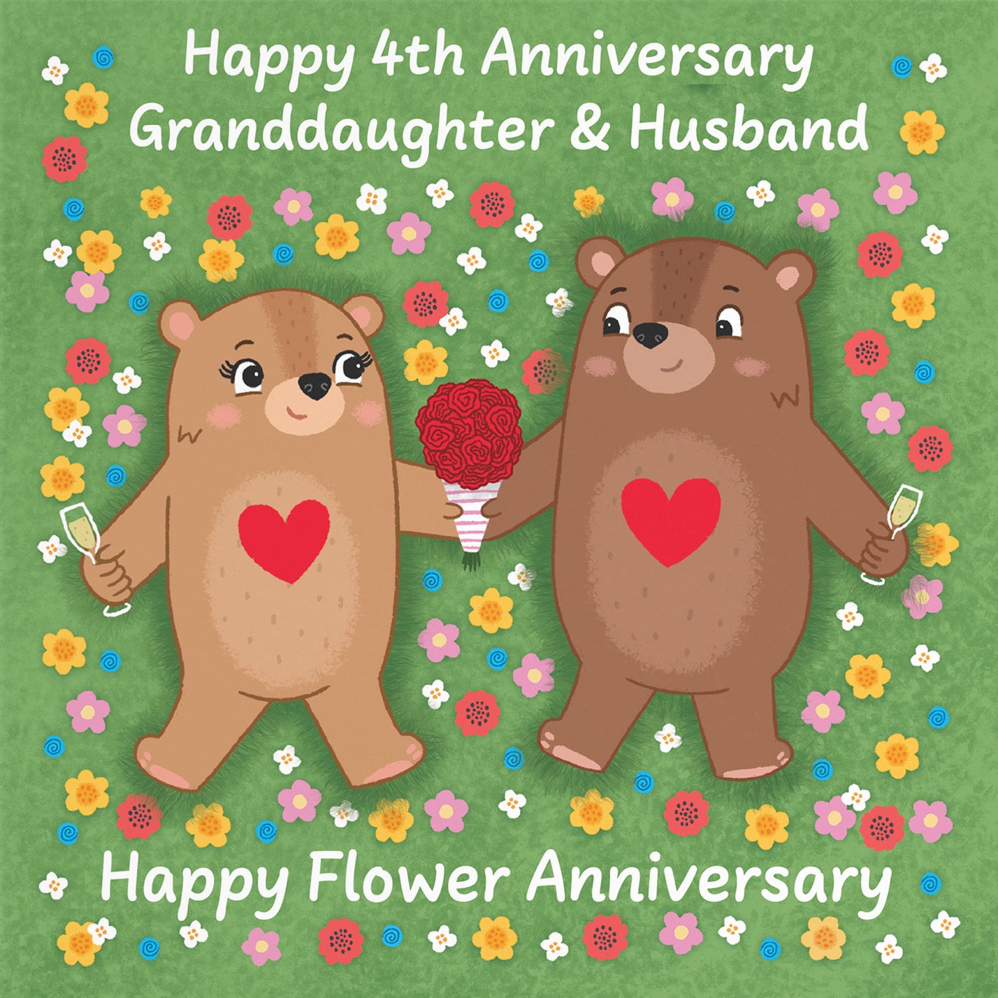 4th Granddaughter And Husband Anniversary Card Love Story - Default Title (B0DHW991KB)