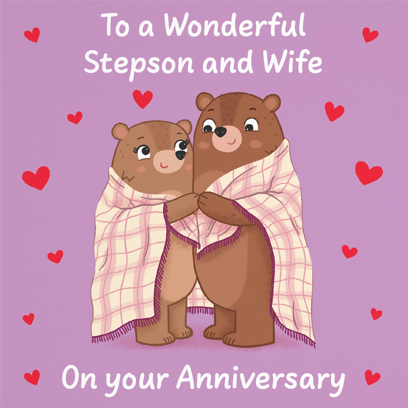 Stepson And Wife Anniversary Card Snuggly Bears Love Story - Default Title (B0DHW9F4V4)