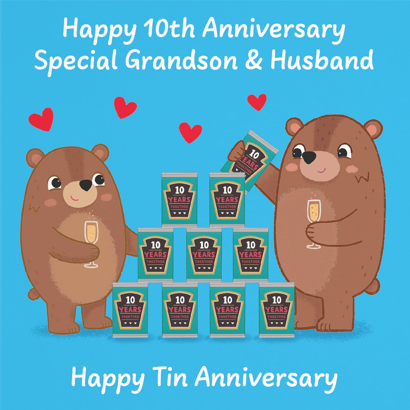 10th Grandson And Husband Anniversary Card Love Story - Default Title (B0DHW9JR2C)