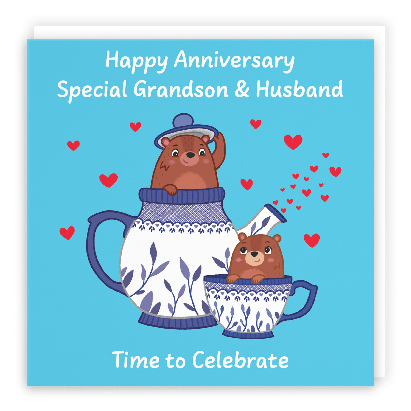 Grandson And Husband Anniversary Card Teapot Love Story - Default Title (B0DHW9L7RB)