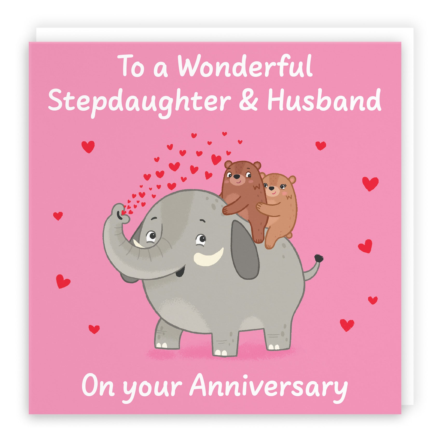 Stepdaughter And Husband Anniversary Card Elephant Love Story - Default Title (B0DHW9M6HX)