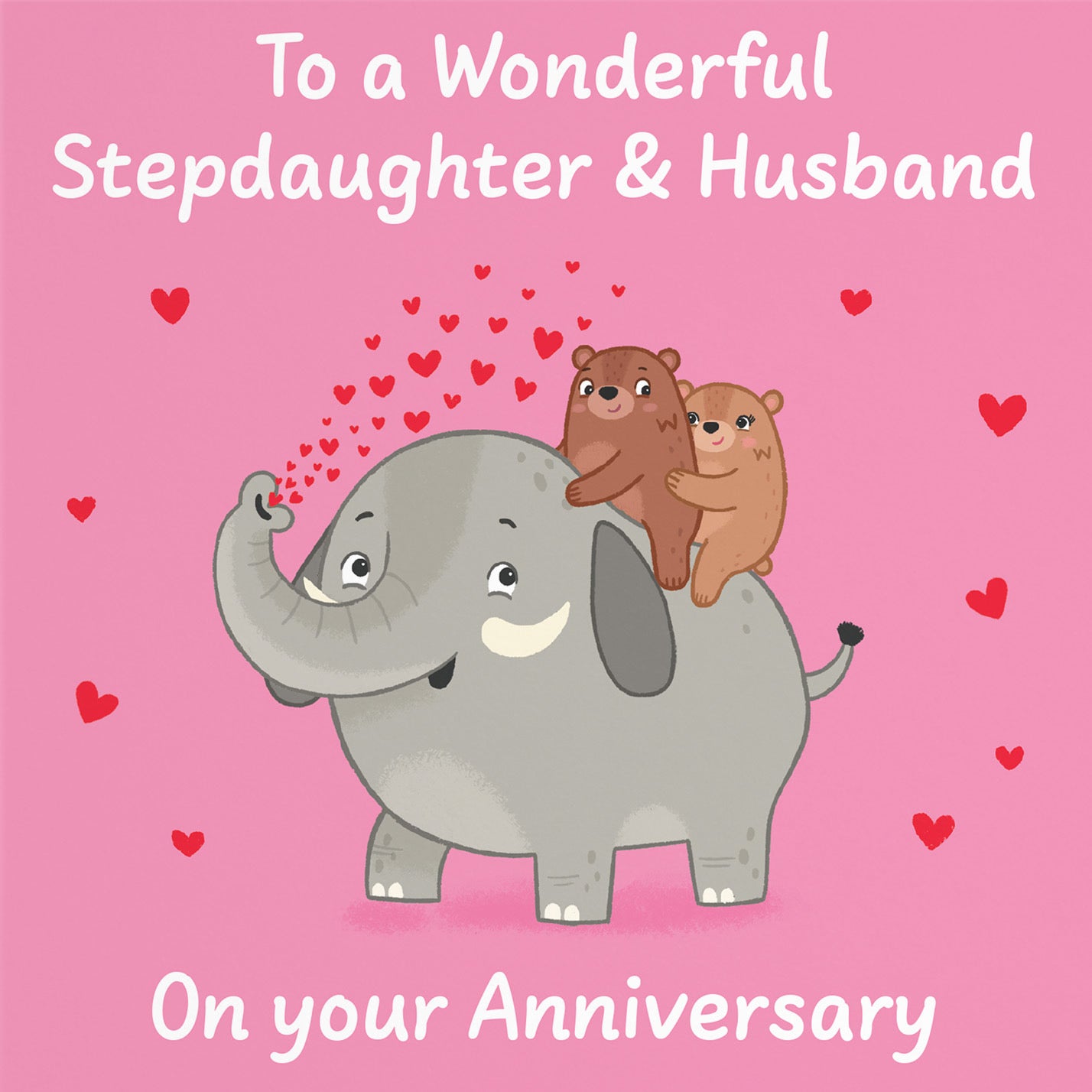 Stepdaughter And Husband Anniversary Card Elephant Love Story - Default Title (B0DHW9M6HX)