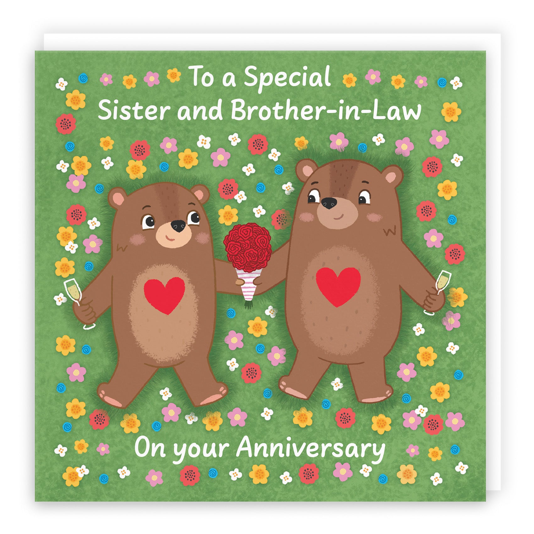 Sister And Brother In Law Anniversary Card Flowery Bears Love Story - Default Title (B0DHW9N4WT)