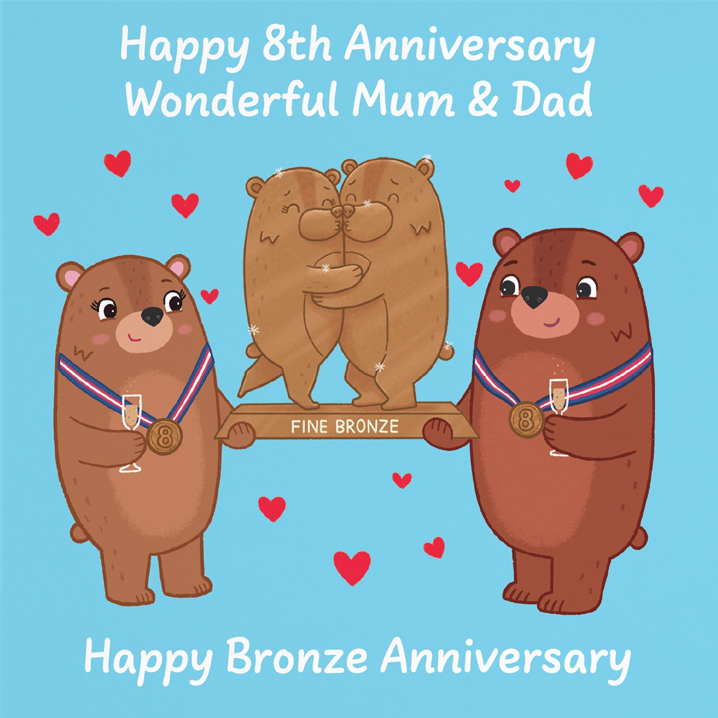 8th Mum And Dad Anniversary Card Love Story - Default Title (B0DHW9PTWQ)