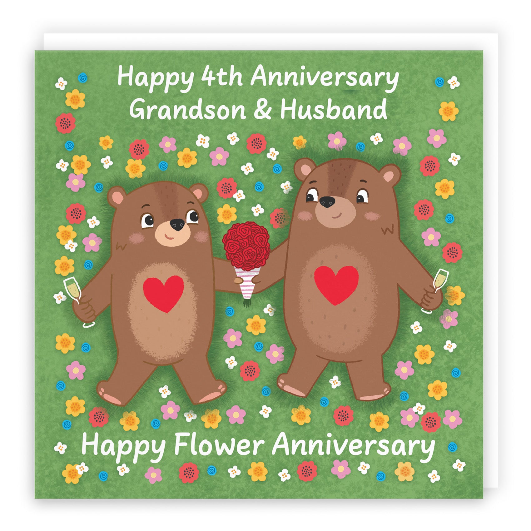 4th Grandson And Husband Anniversary Card Love Story - Default Title (B0DHW9TS3X)