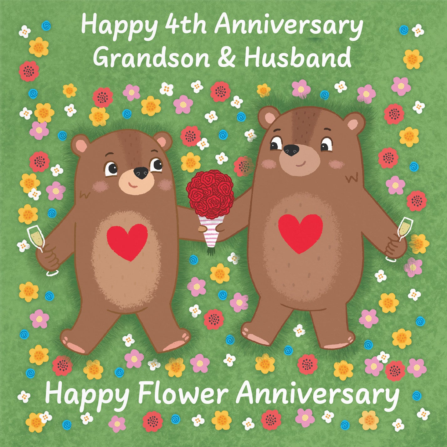 4th Grandson And Husband Anniversary Card Love Story - Default Title (B0DHW9TS3X)