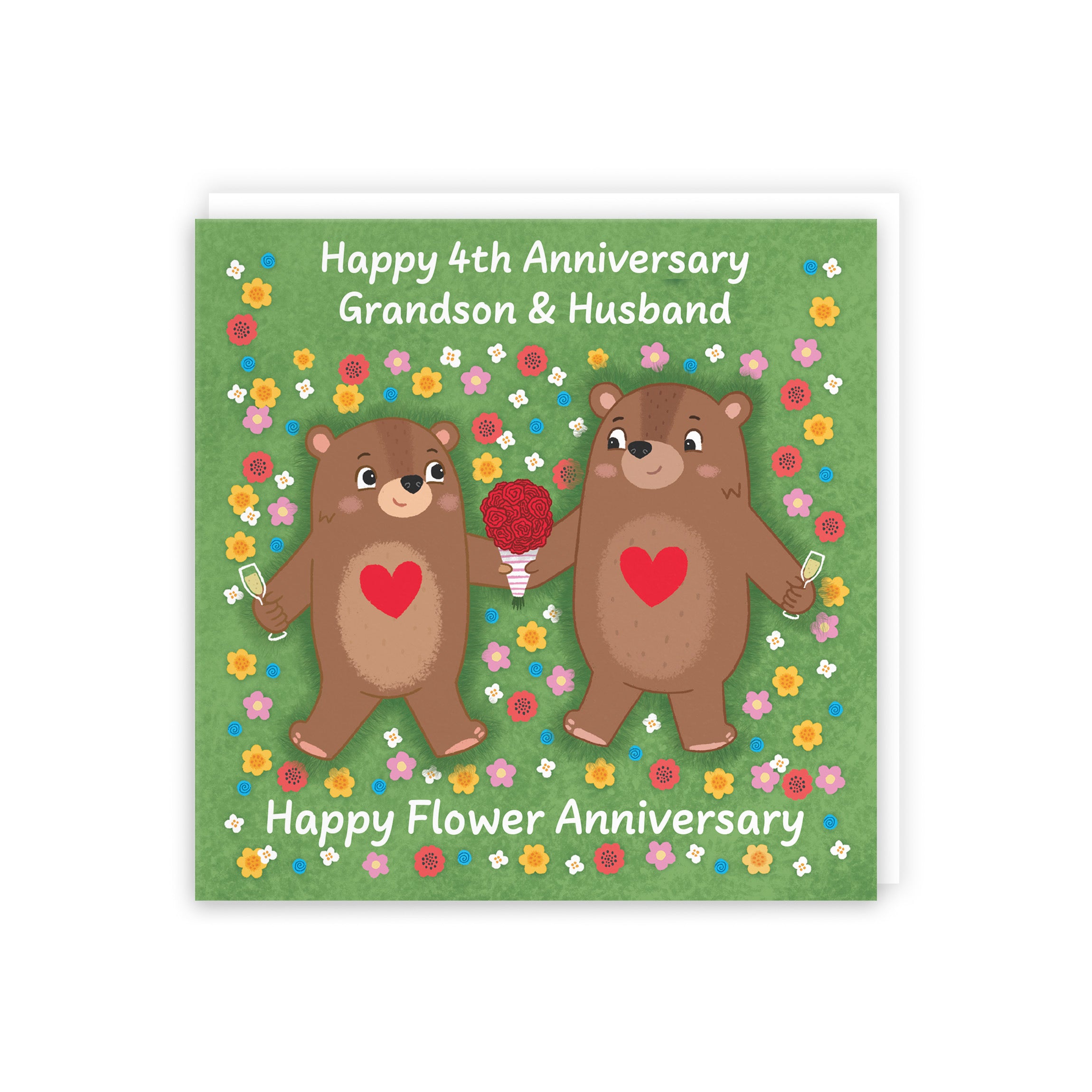 4th Grandson And Husband Anniversary Card Love Story - Default Title (B0DHW9TS3X)