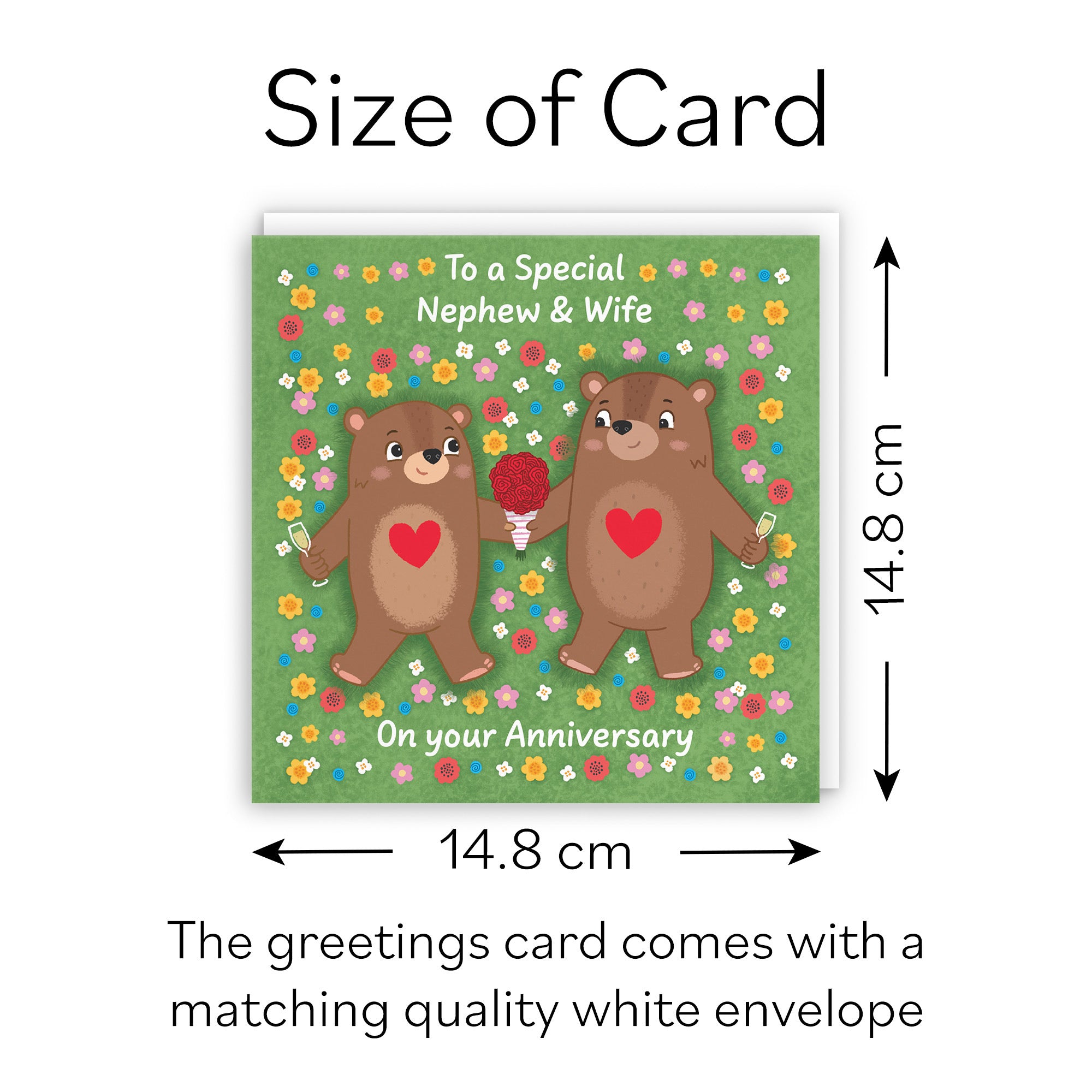 Nephew And Wife Anniversary Card Flowery Bears Love Story - Default Title (B0DHW9Y58Z)