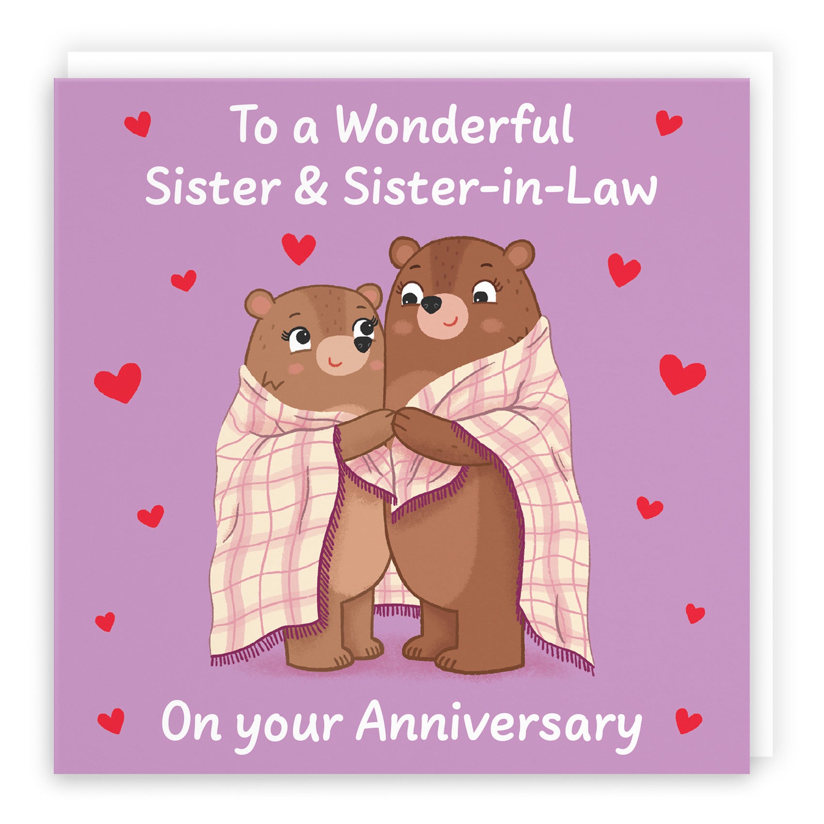 Sister And Sister In Law Anniversary Card Snuggly Bears Love Story - Default Title (B0DHWB1H5H)