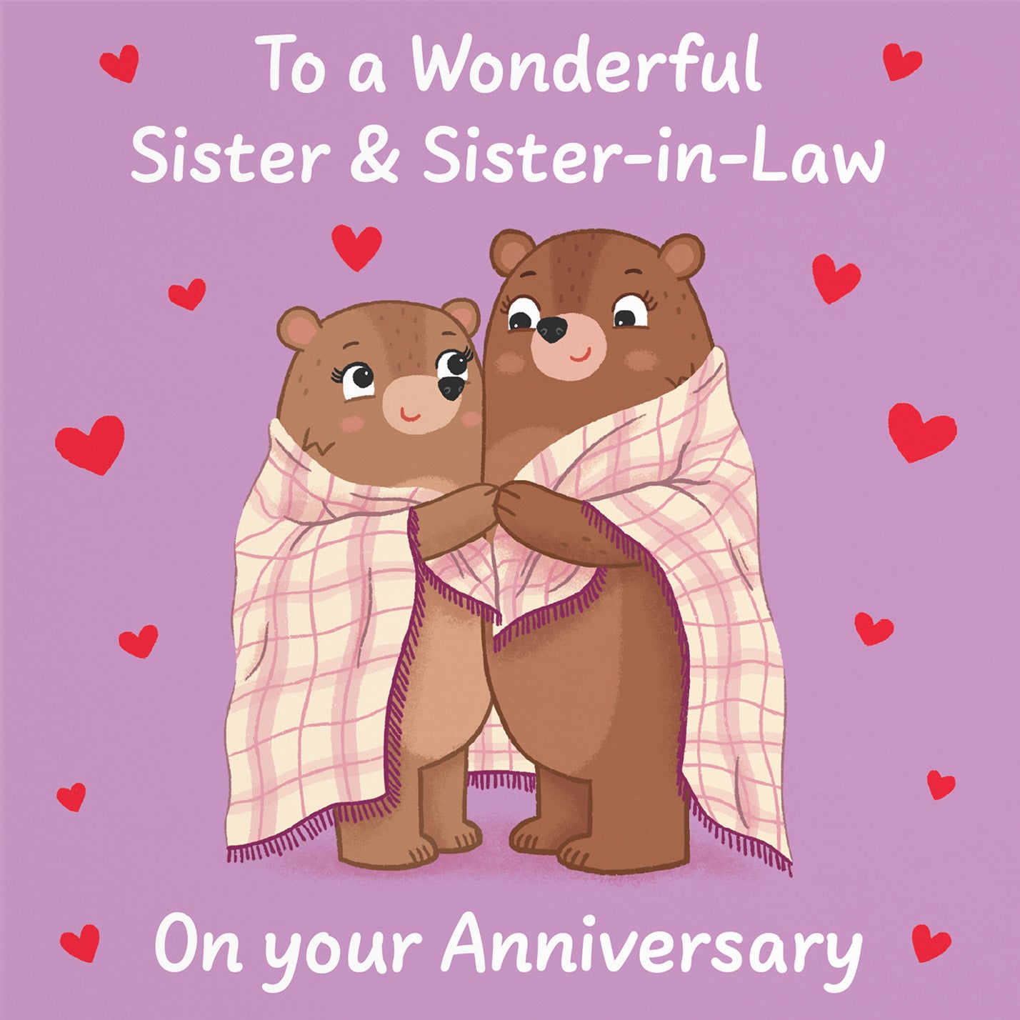 Sister And Sister In Law Anniversary Card Snuggly Bears Love Story - Default Title (B0DHWB1H5H)