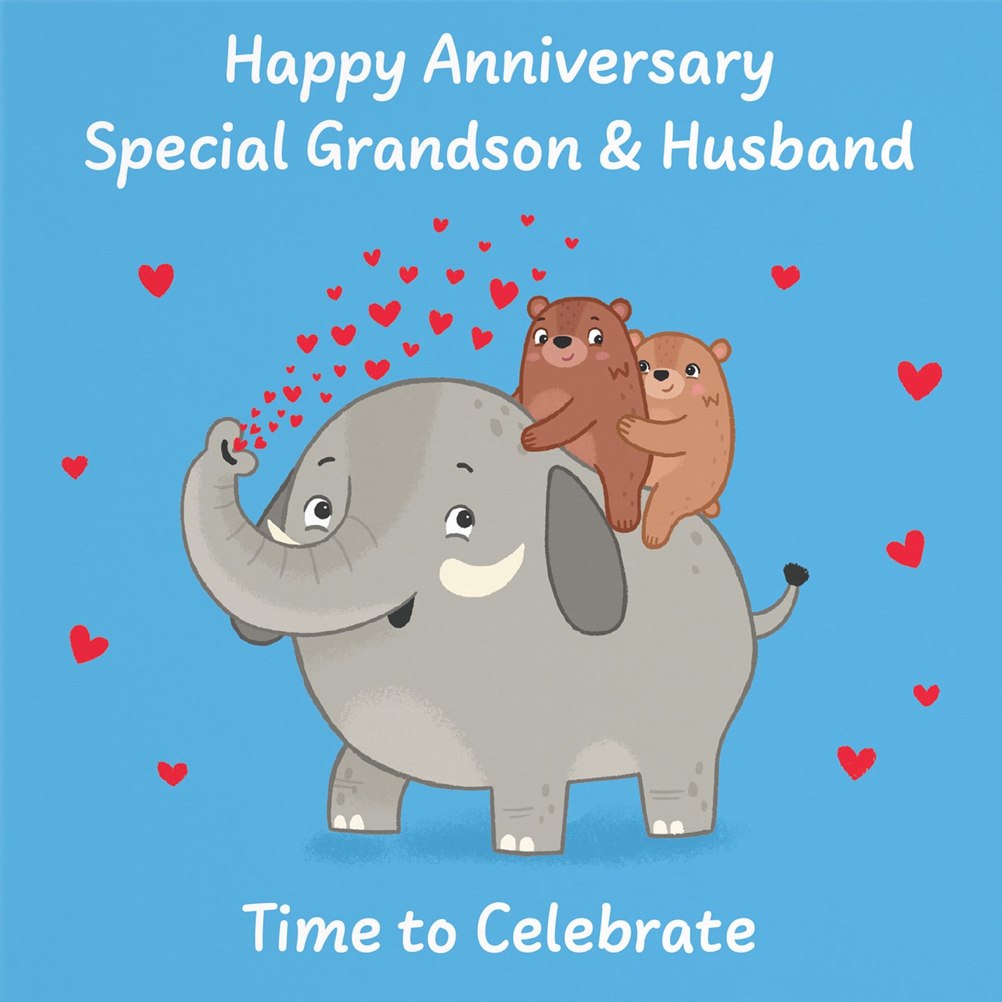 Grandson And Husband Anniversary Card Elephant Love Story - Default Title (B0DHWBPD92)