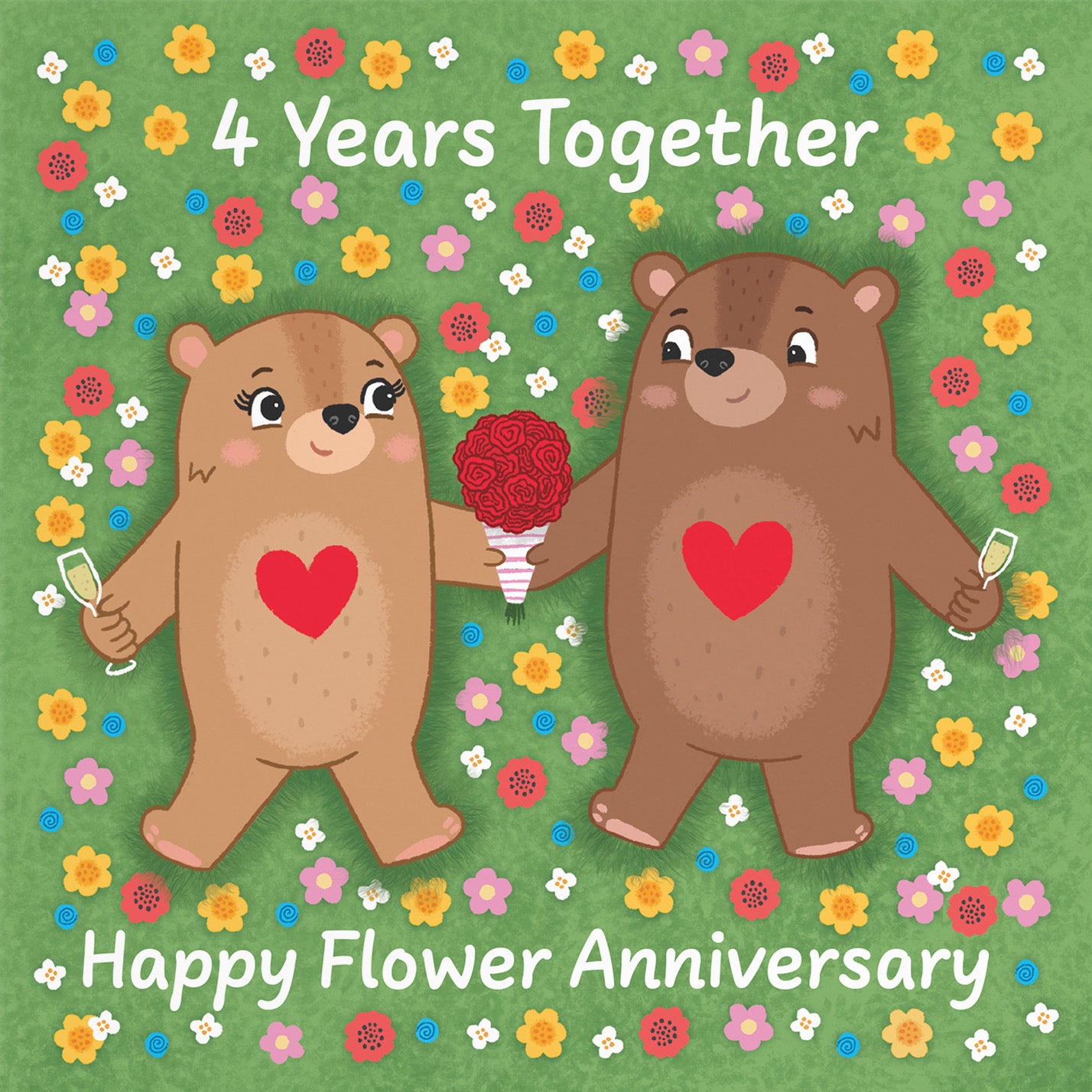 4th Anniversary Card Love Story - Default Title (B0DHWBPL87)