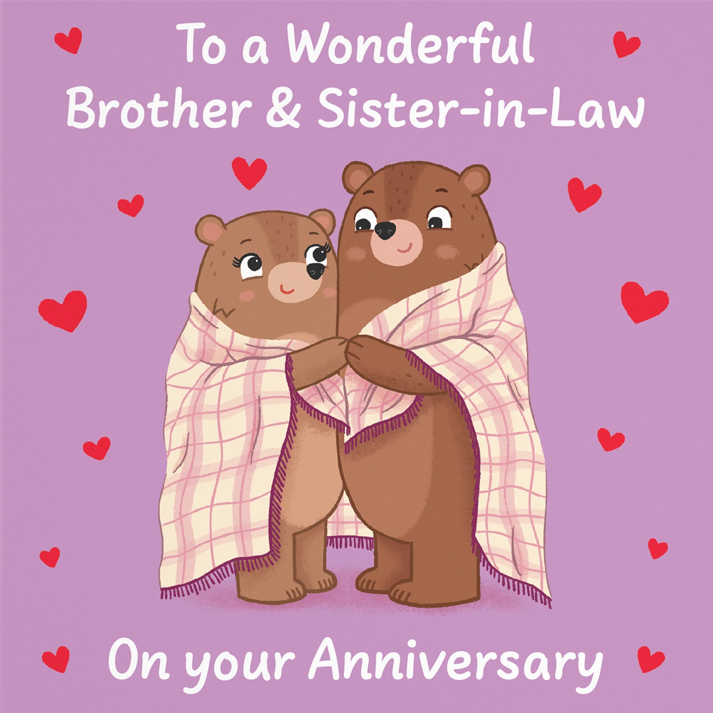 Brother And Sister In Law Anniversary Card Snuggly Bears Love Story - Default Title (B0DHWC1S8D)