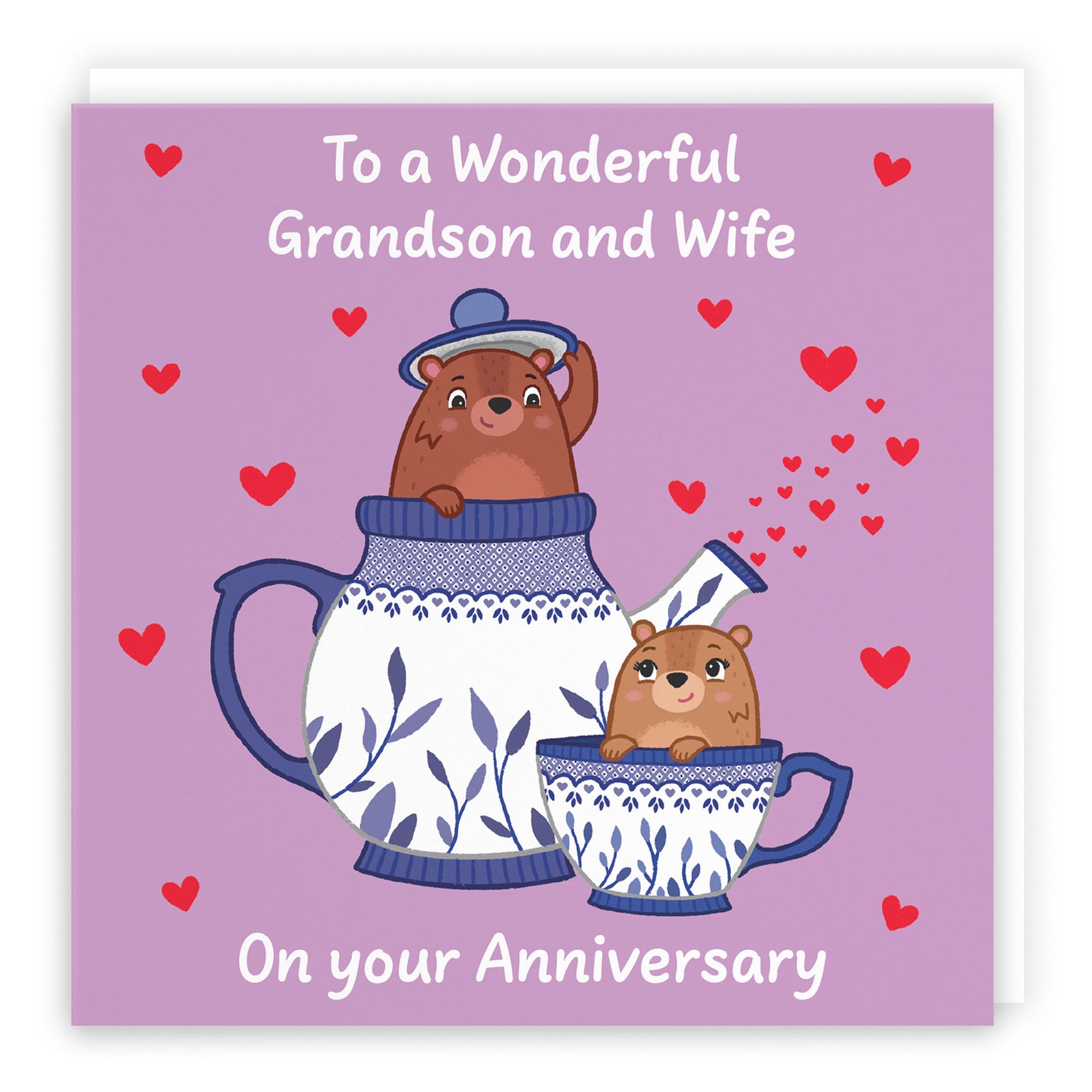 Grandson And Wife Anniversary Card Teapot Love Story - Default Title (B0DHWC5R7D)