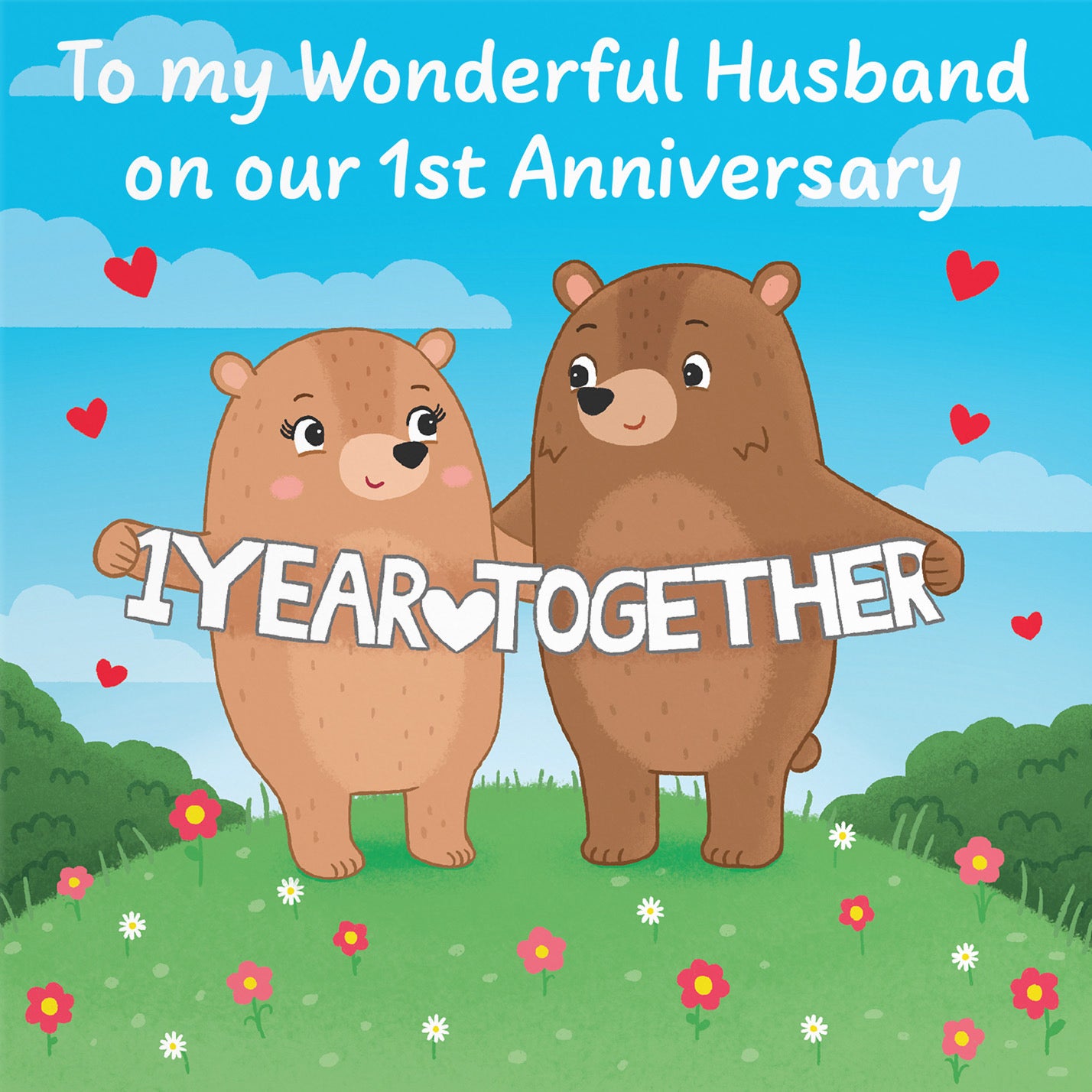 1st Husband Anniversary Card Love Story - Default Title (B0DHWCFT8S)