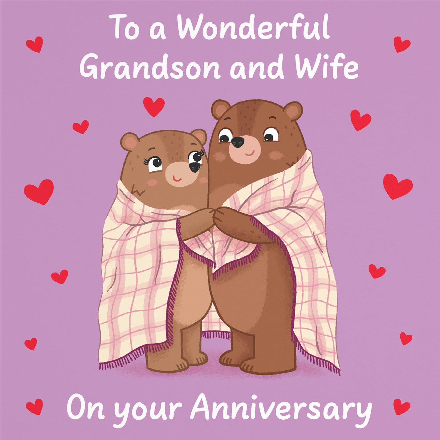 Grandson And Wife Anniversary Card Snuggly Bears Love Story - Default Title (B0DHWCFVWW)