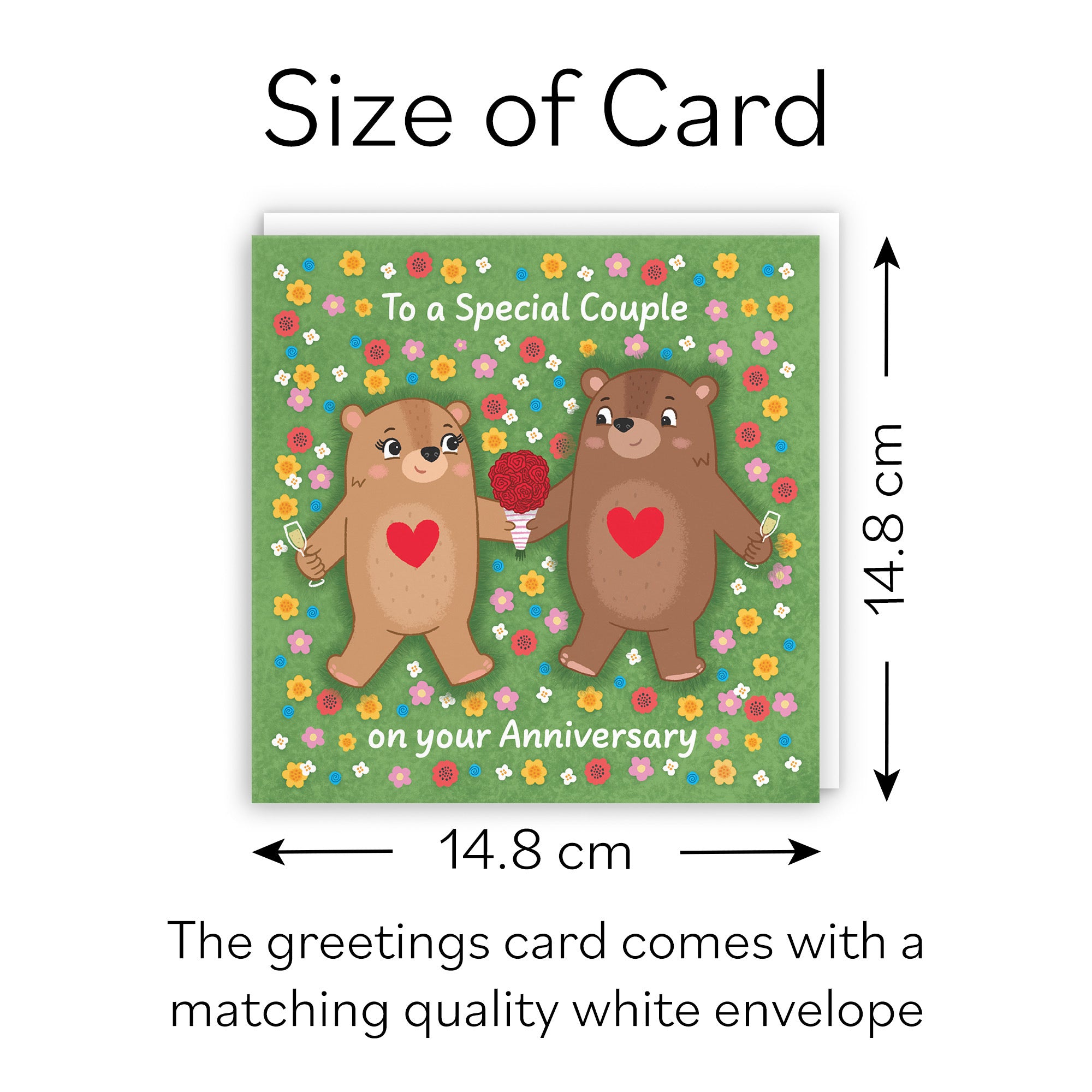 Couple Anniversary Card Flowery Bears Love Story - Default Title (B0DHWCGD54)