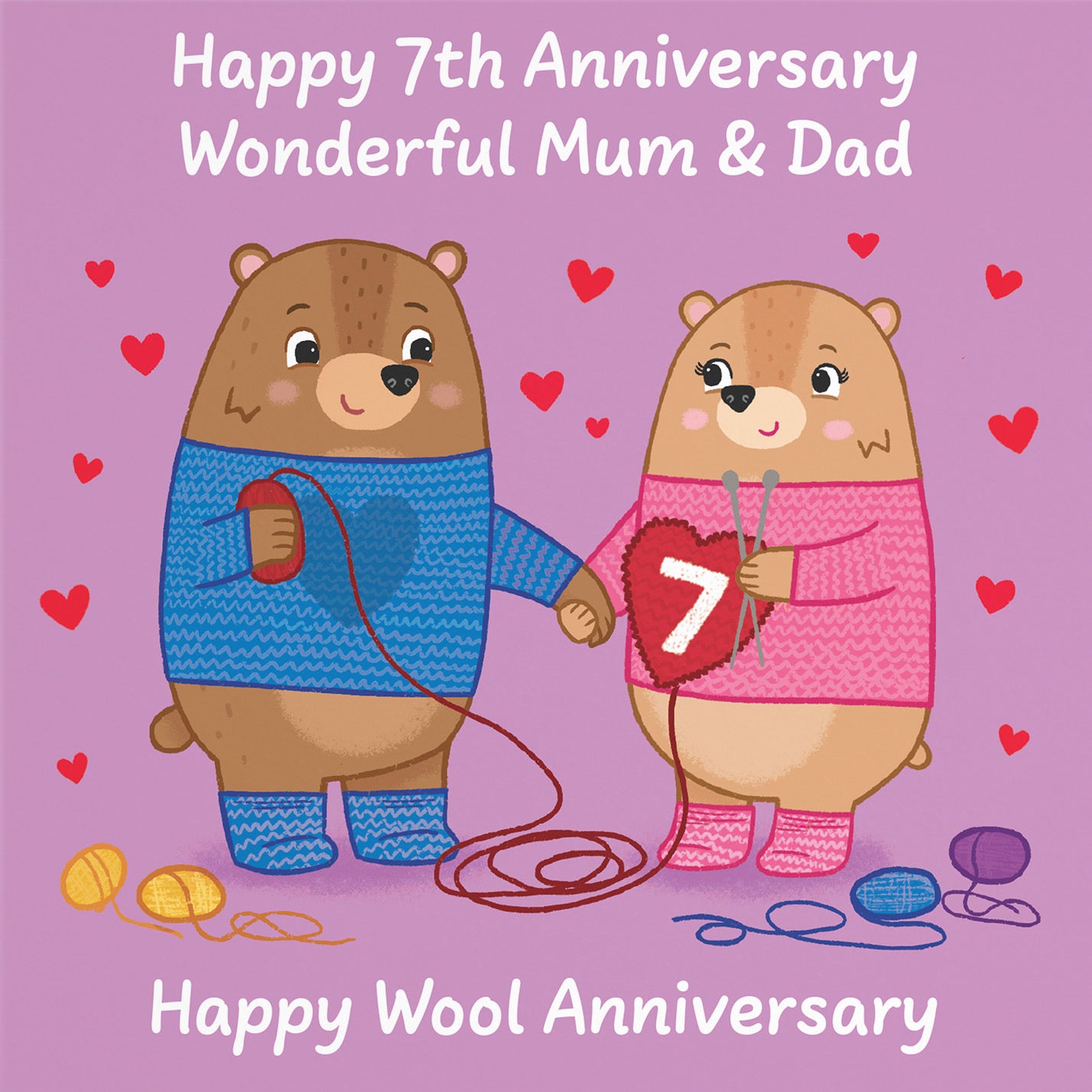 7th Mum And Dad Anniversary Card Love Story - Default Title (B0DHWCS9LD)