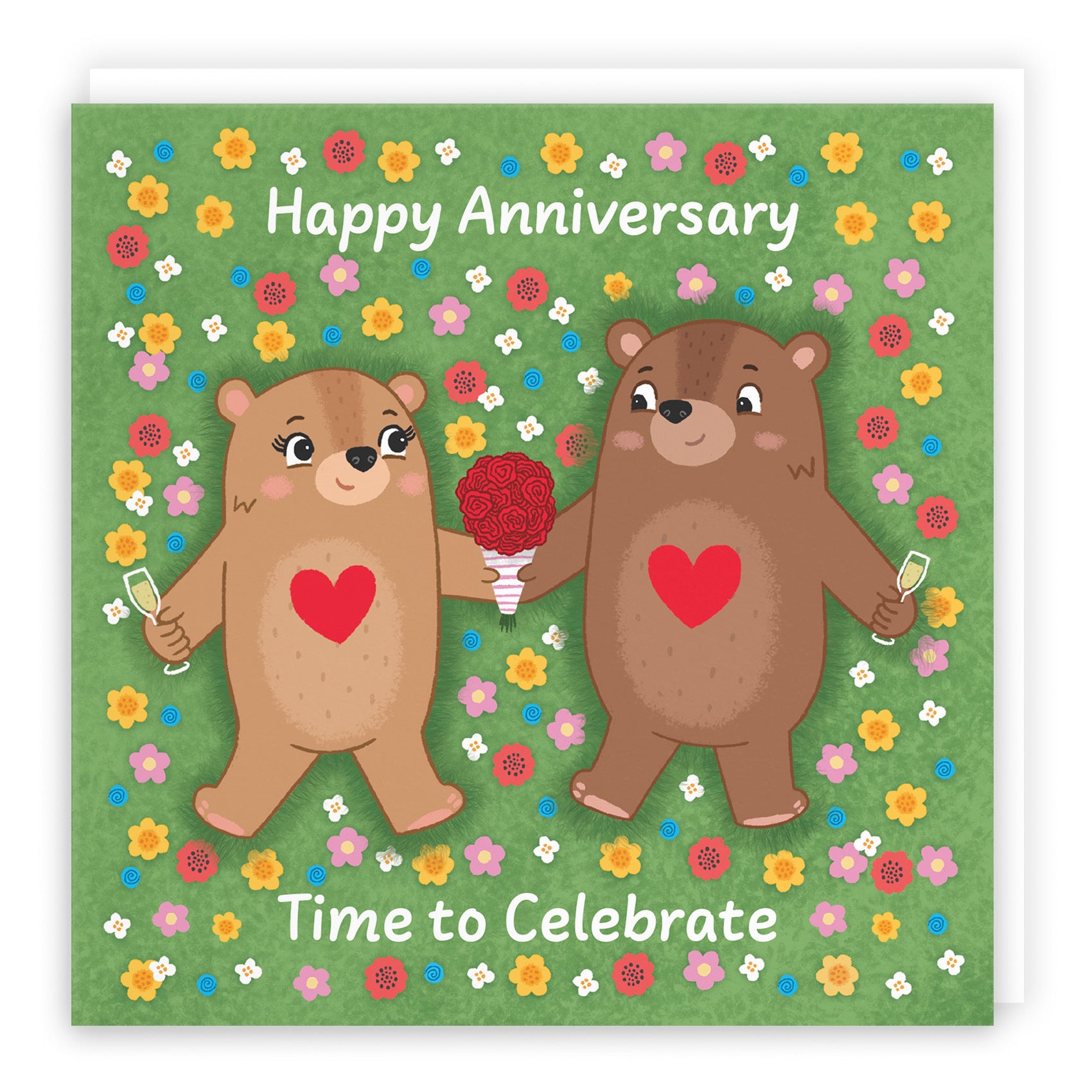 Flowery Bears Anniversary Card Love Story - Default Title (B0DHWDK6KW)