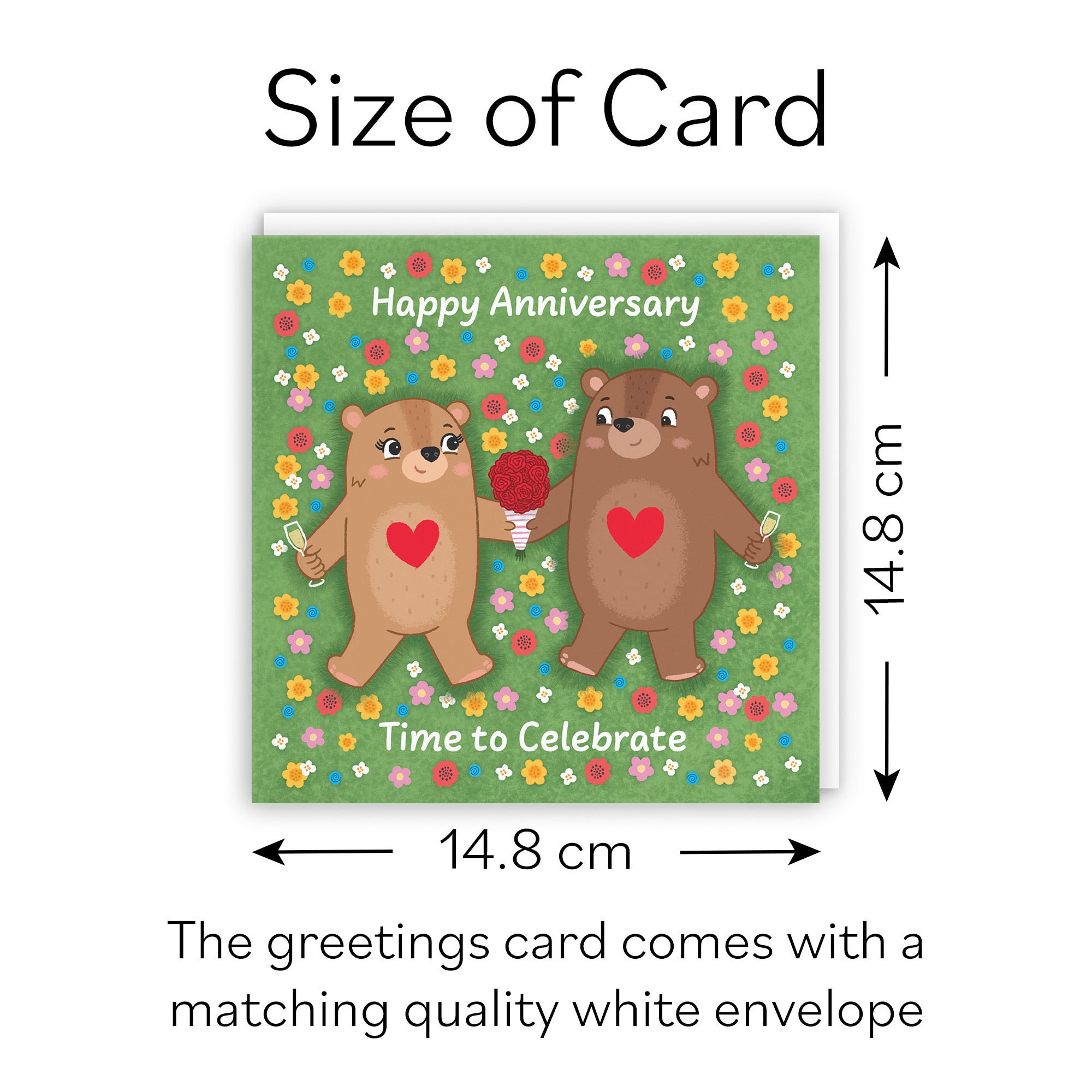 Flowery Bears Anniversary Card Love Story - Default Title (B0DHWDK6KW)