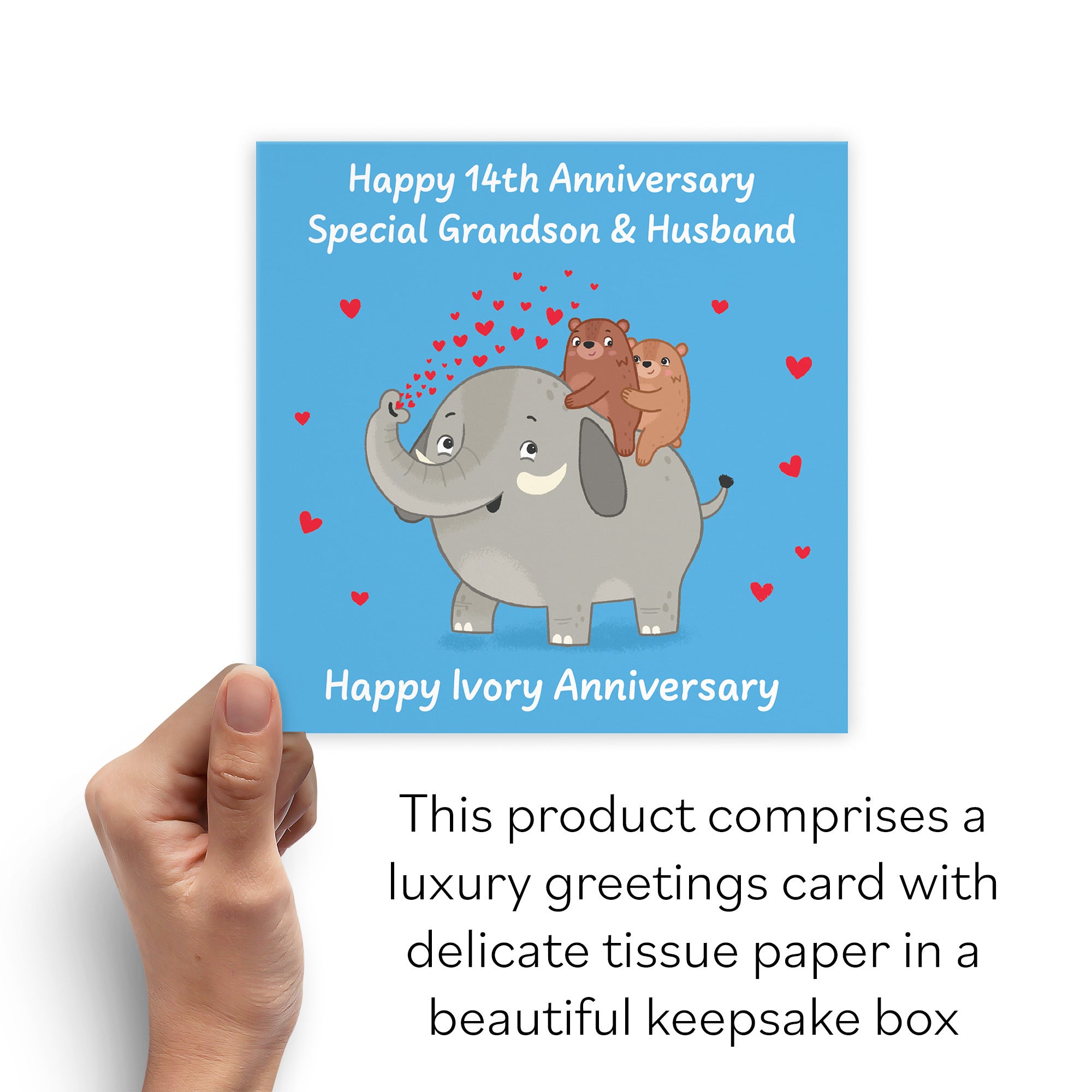 Boxed 14th Grandson And Husband Anniversary Card Love Story - Default Title (B0DHZP7W14)