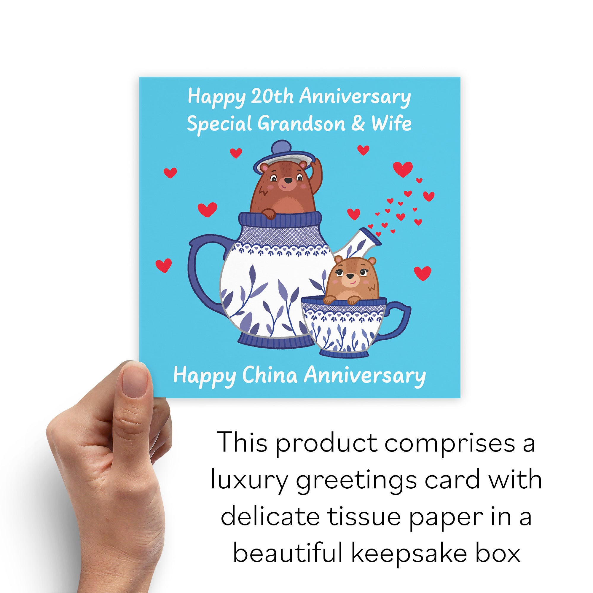 Boxed 20th Grandson And Wife Anniversary Card Love Story - Default Title (B0DHZR532H)