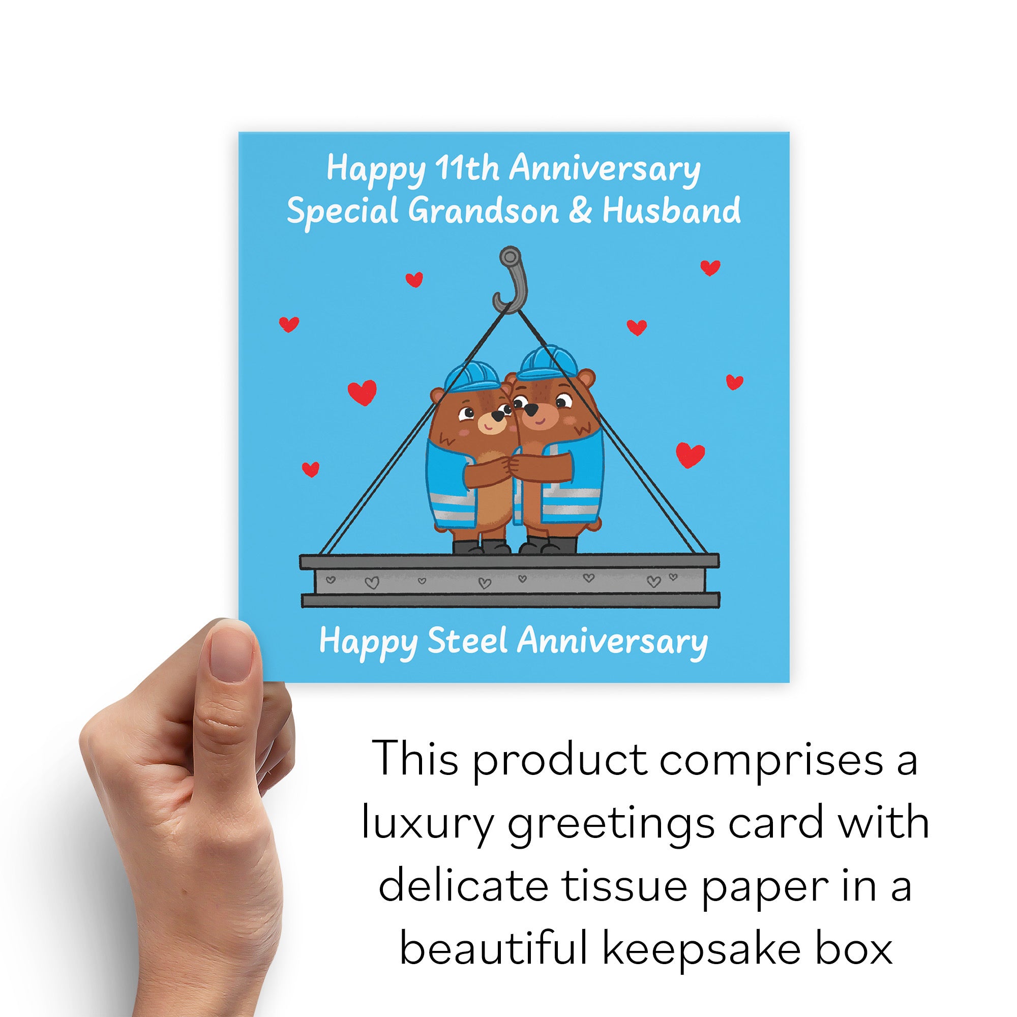 Boxed 11th Grandson And Husband Anniversary Card Love Story - Default Title (B0DHZRTJW9)