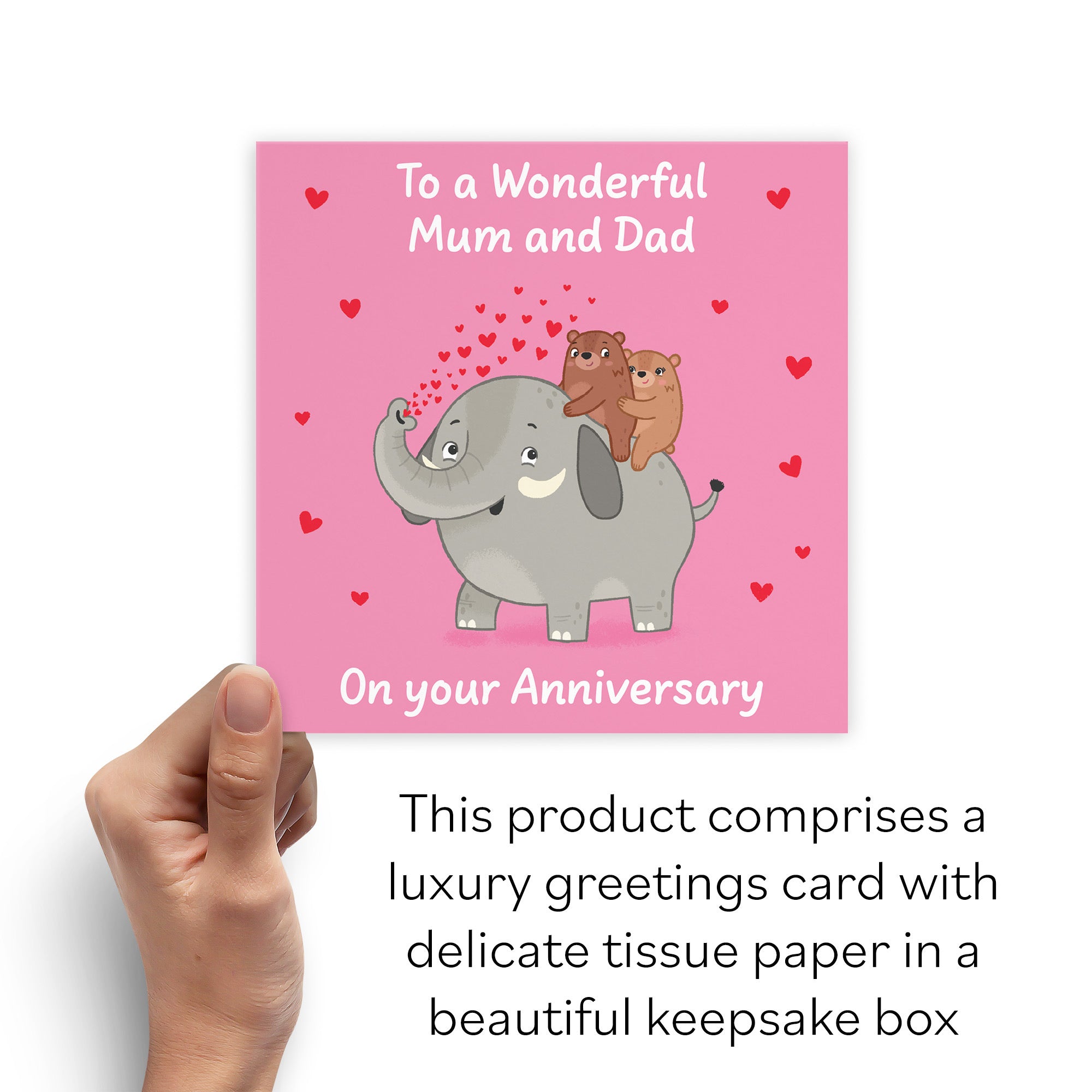 Boxed Mum And Dad Anniversary Card Elephant Love Story - Default Title (B0DHZSCBVK)