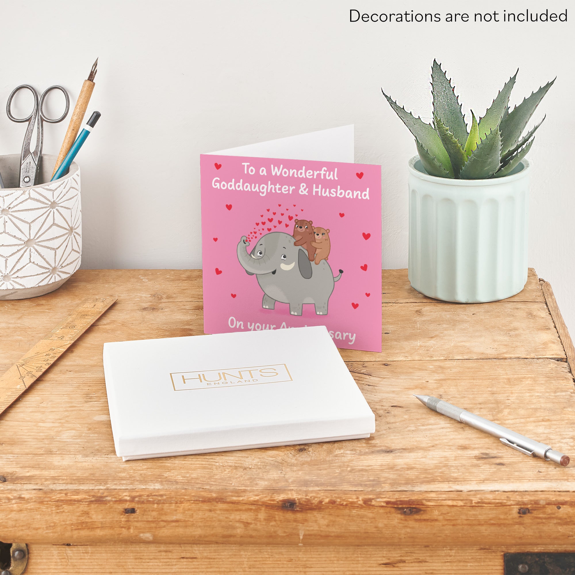 Boxed Goddaughter And Husband Anniversary Card Elephant Love Story - Default Title (B0DHZSH771)