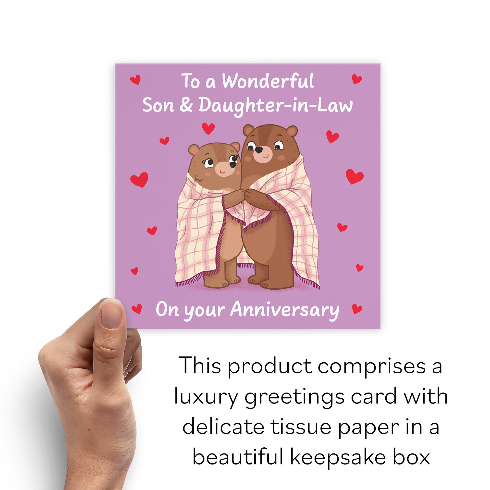 Boxed Son And Daughter In Law Anniversary Card Snuggly Bears Love Story - Default Title (B0DHZSJ2LC)