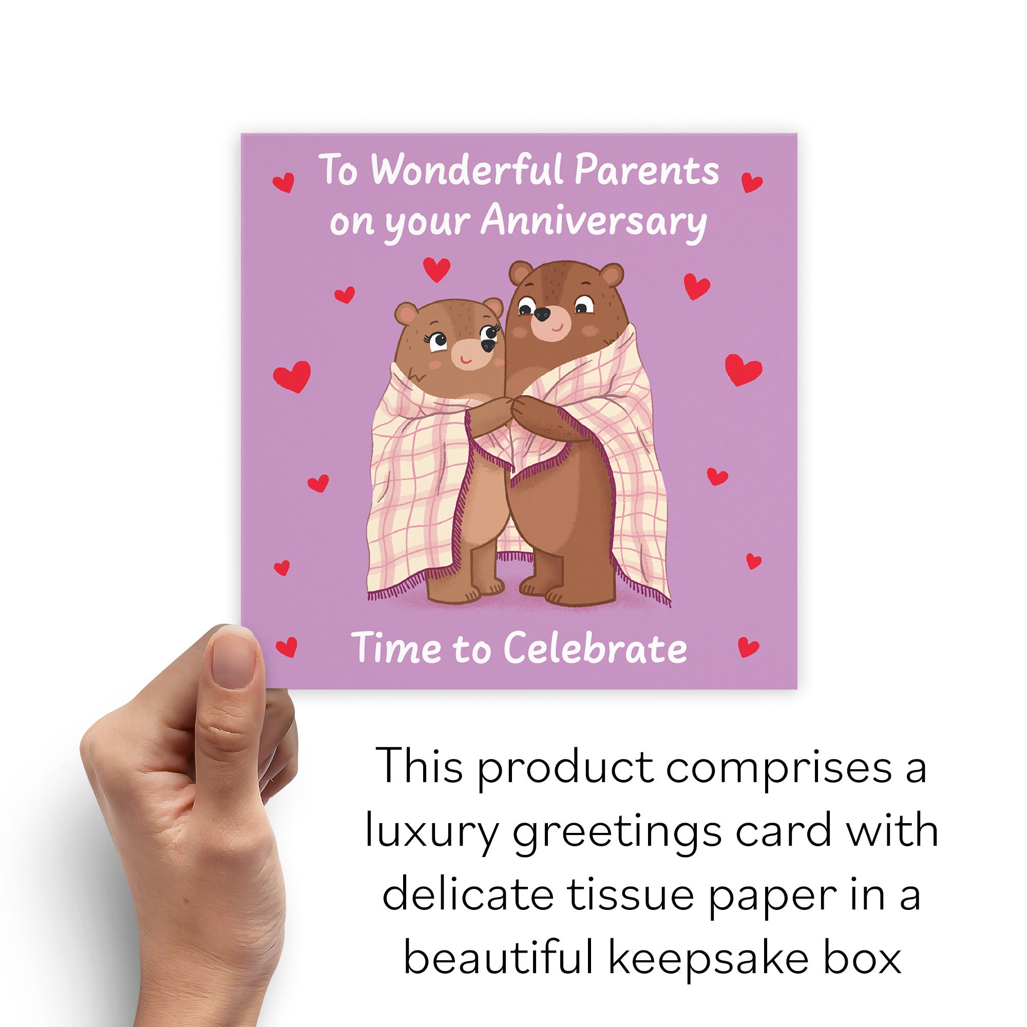 Boxed Parents Anniversary Card Snuggly Bears Love Story - Default Title (B0DHZSJ2LL)