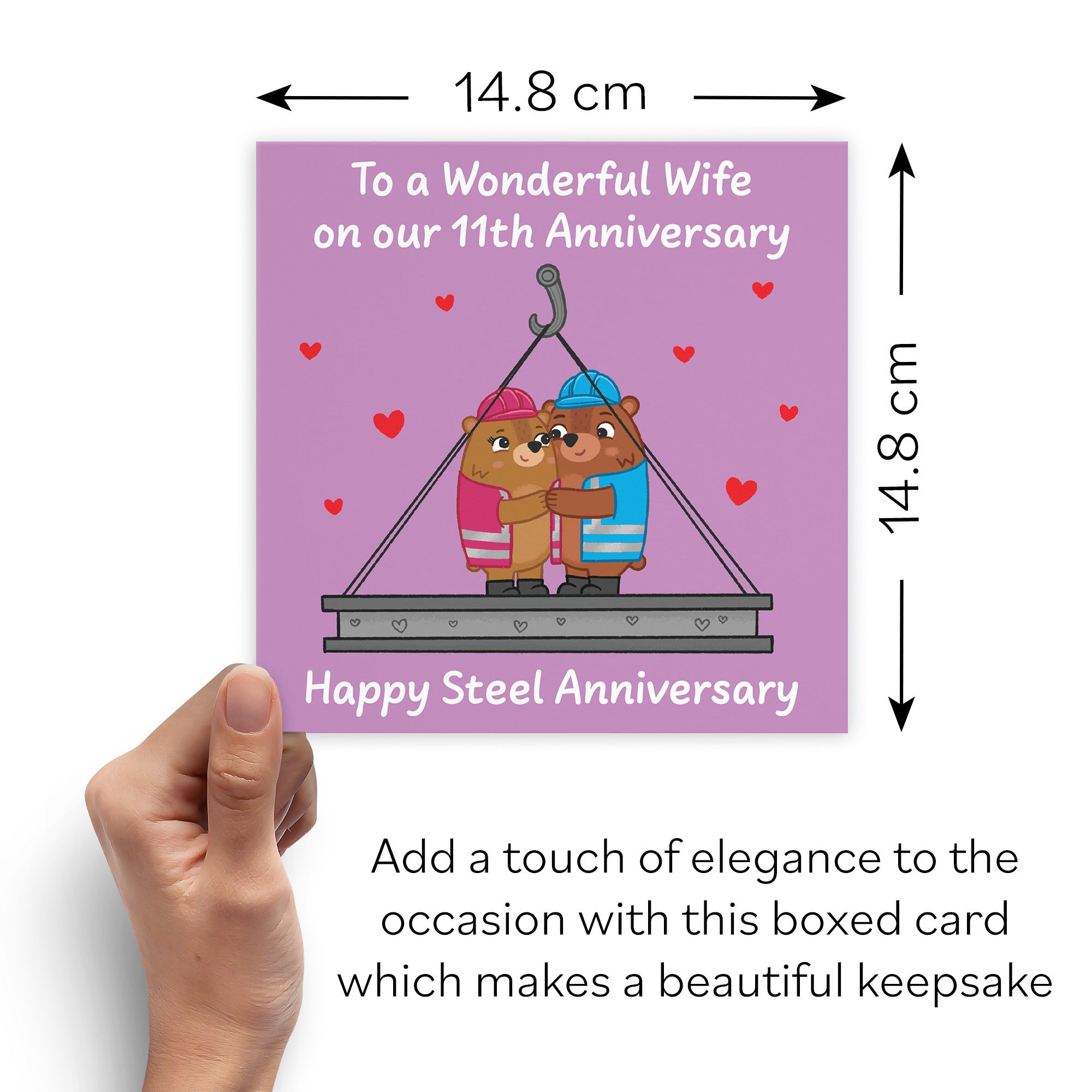 Boxed 11th Wife Anniversary Card Love Story - Default Title (B0DHZSL78Q)