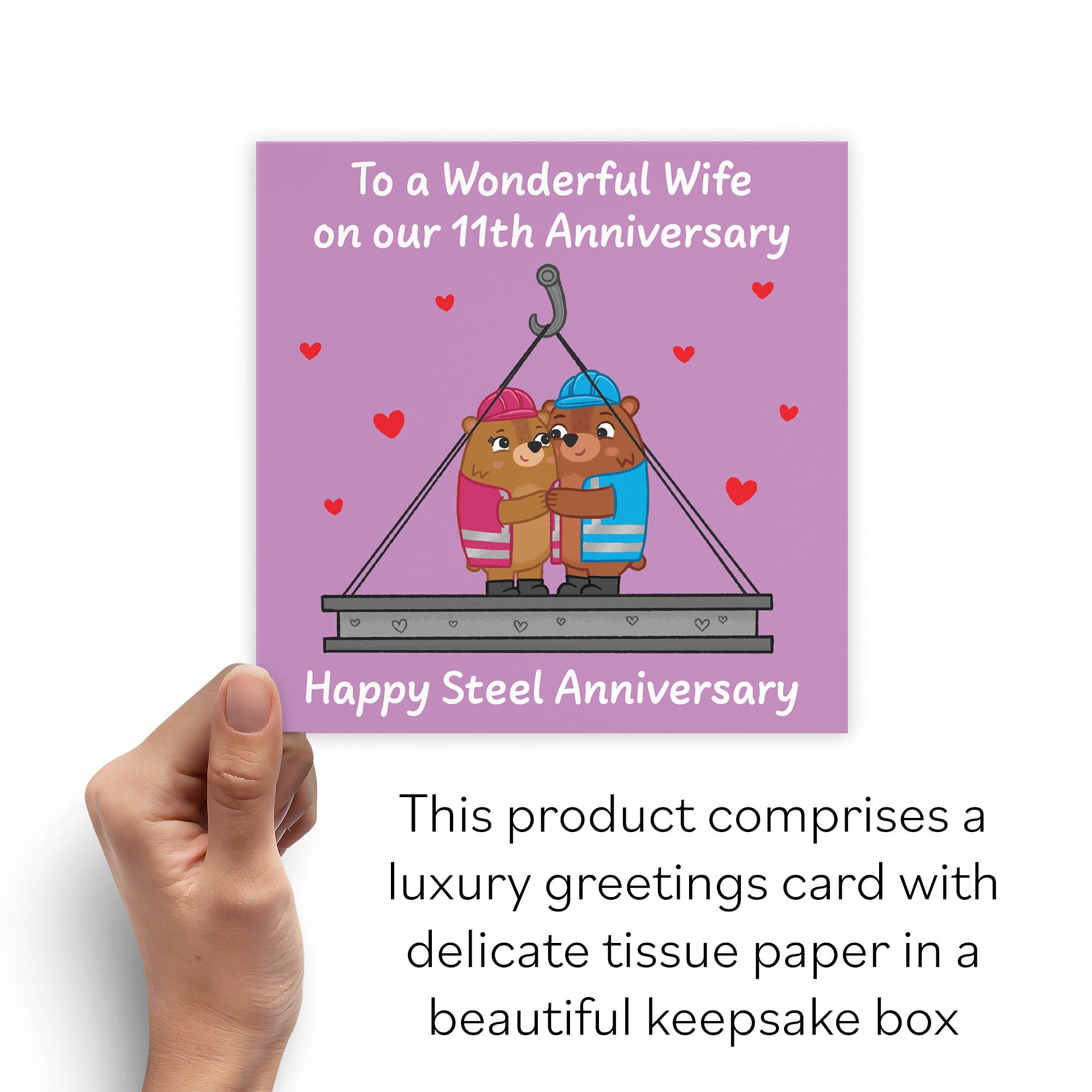 Boxed 11th Wife Anniversary Card Love Story - Default Title (B0DHZSL78Q)