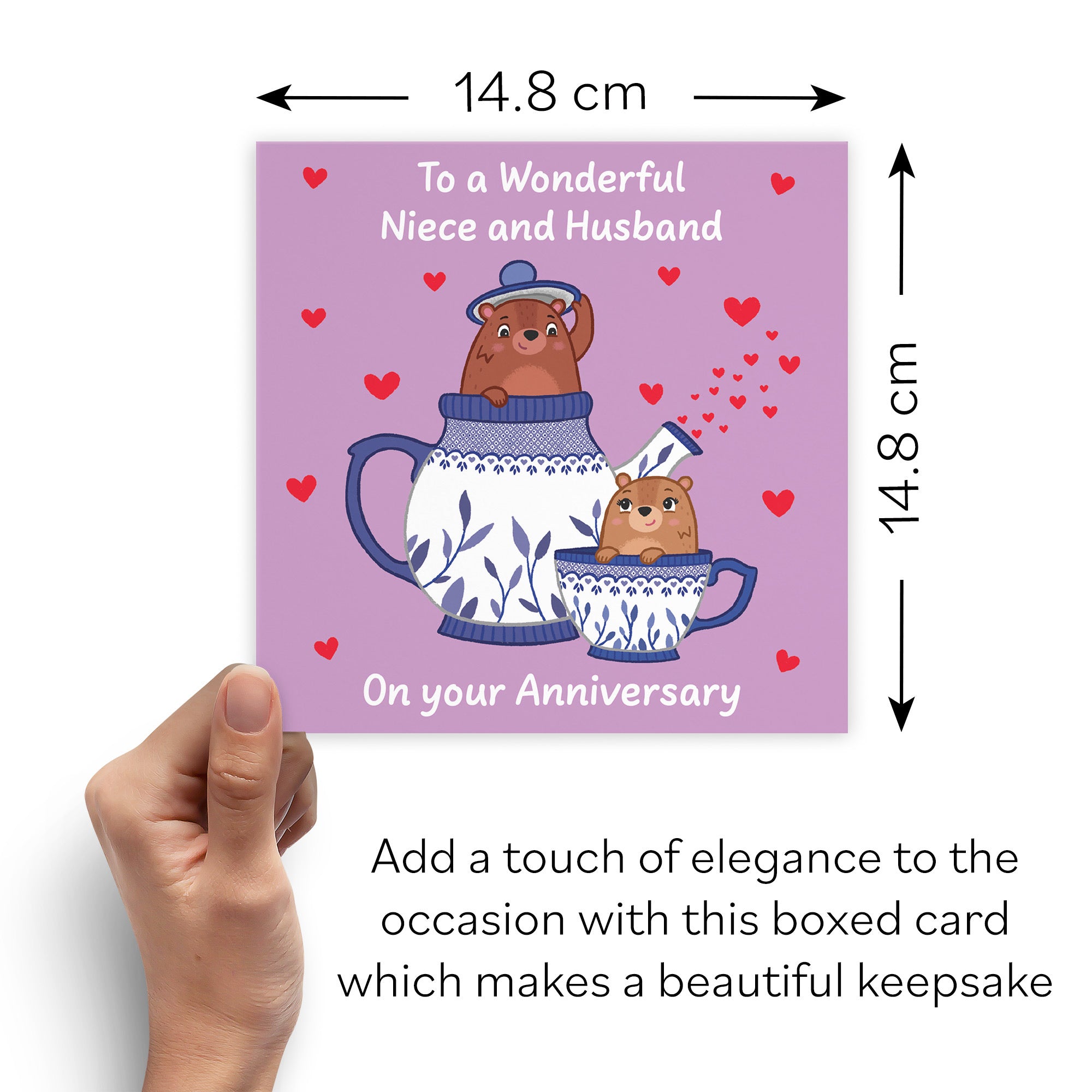 Boxed Niece And Husband Anniversary Card Teapot Love Story - Default Title (B0DHZSNBVC)