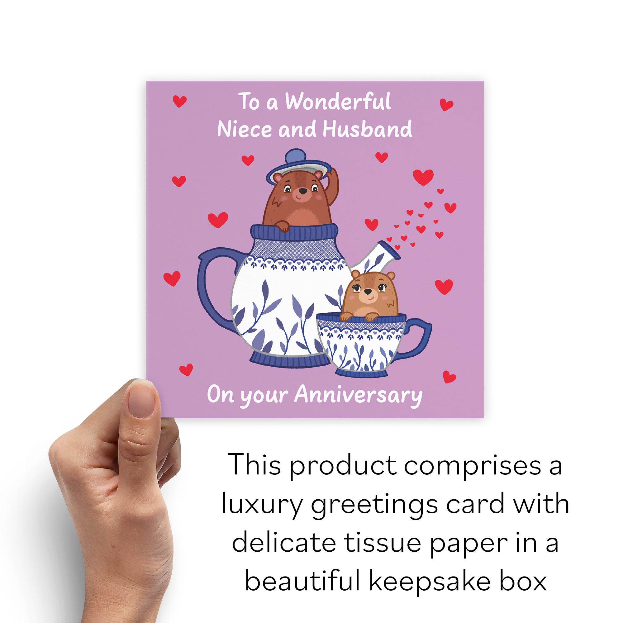 Boxed Niece And Husband Anniversary Card Teapot Love Story - Default Title (B0DHZSNBVC)