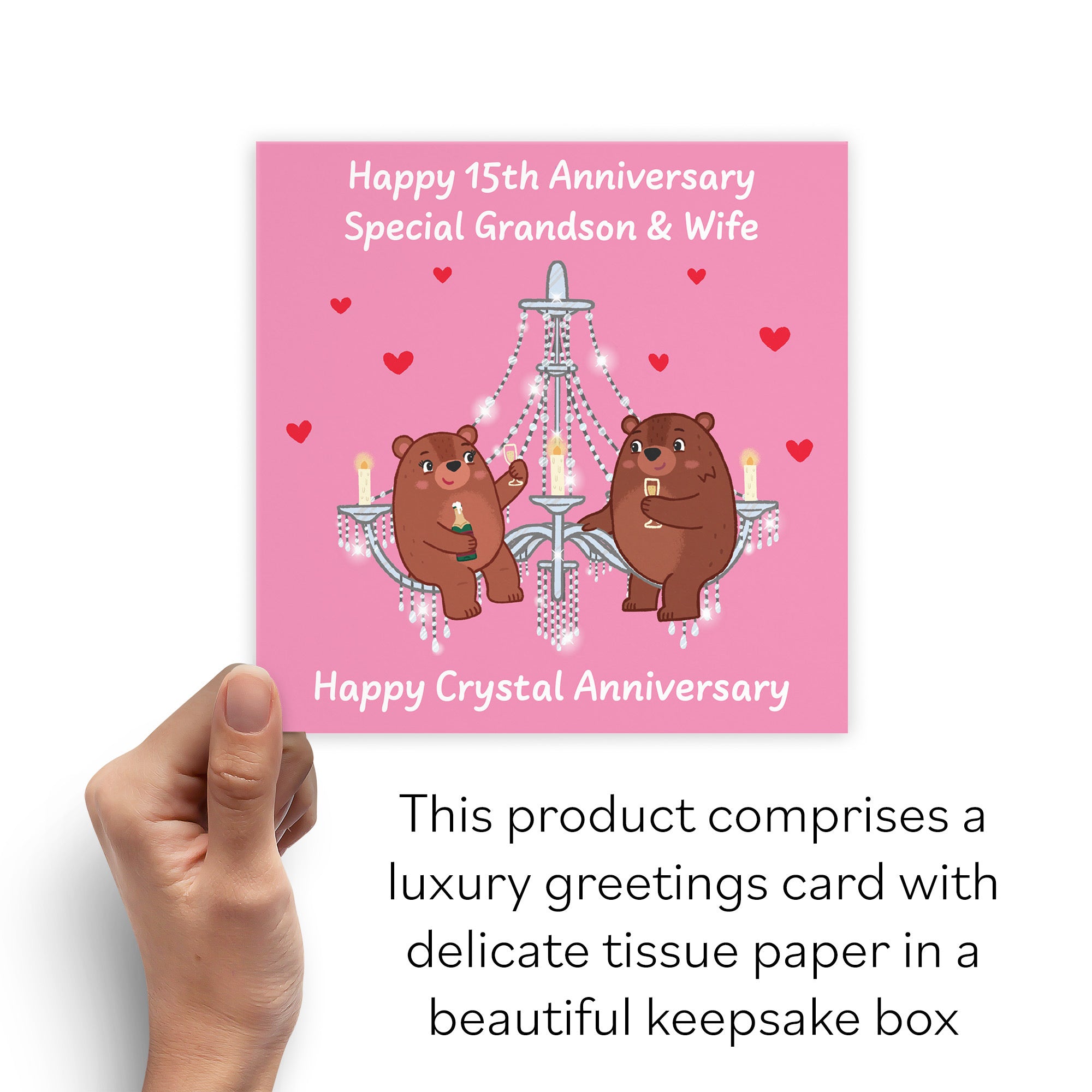 Boxed 15th Grandson And Wife Anniversary Card Love Story - Default Title (B0DHZSVDRP)