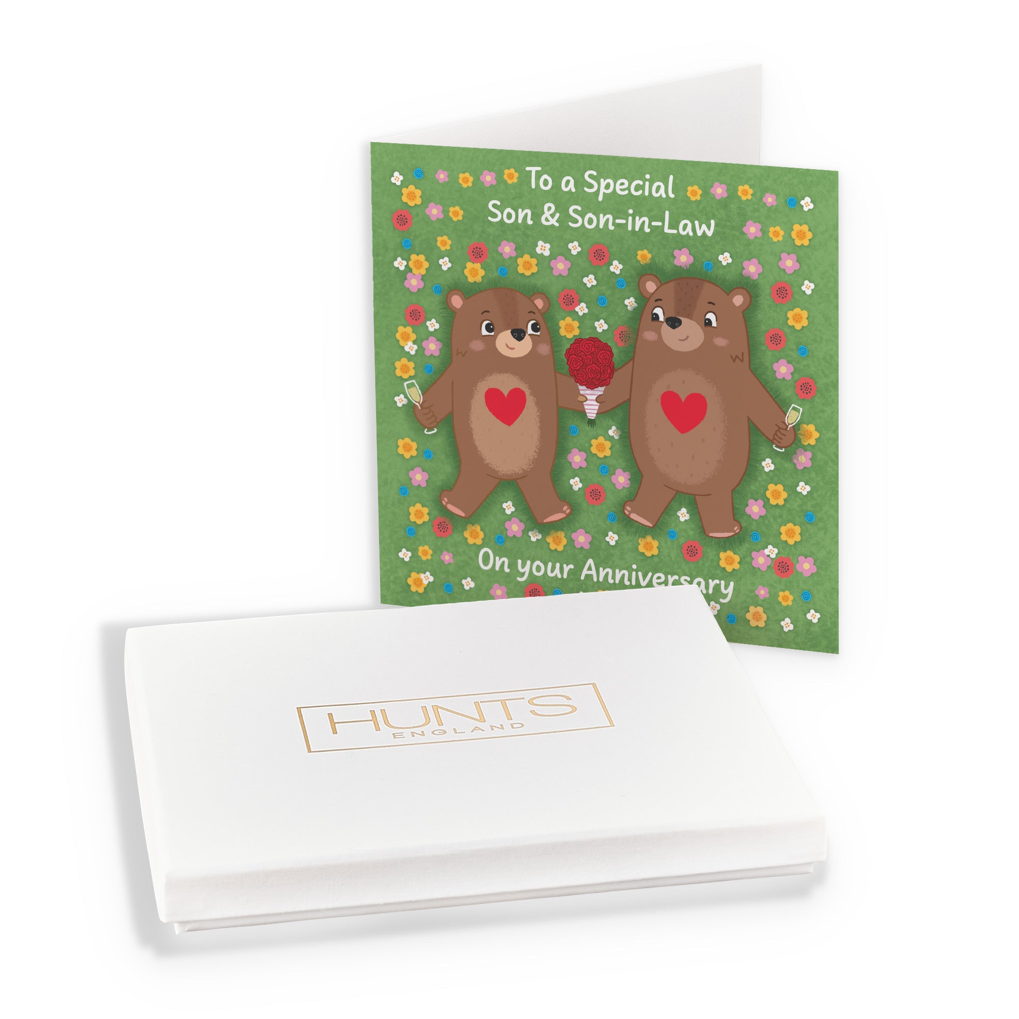 Boxed Son And Son In Law Anniversary Card Flowery Bears Love Story - Default Title (B0DHZSWZBL)