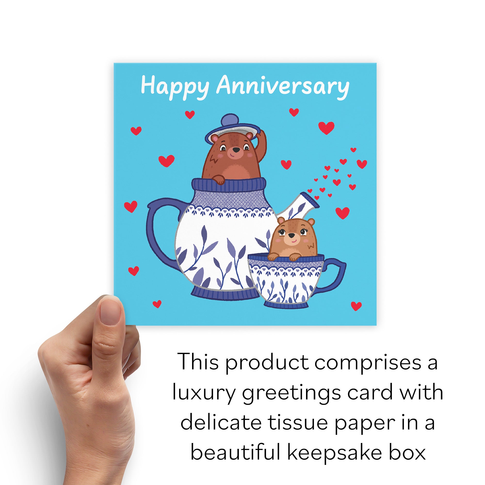 Boxed Teapot Anniversary Card Love Story - Default Title (B0DHZSYTPN)